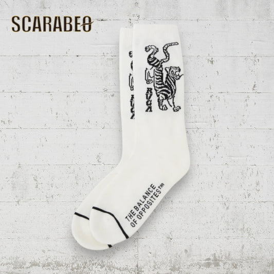 RVCA ルーカ ソックス メンズ PW SOCKS BF042912 ホワイト 白 靴下 ジャカード ストレッチ アニマル柄 2025年秋冬モデル bf042912