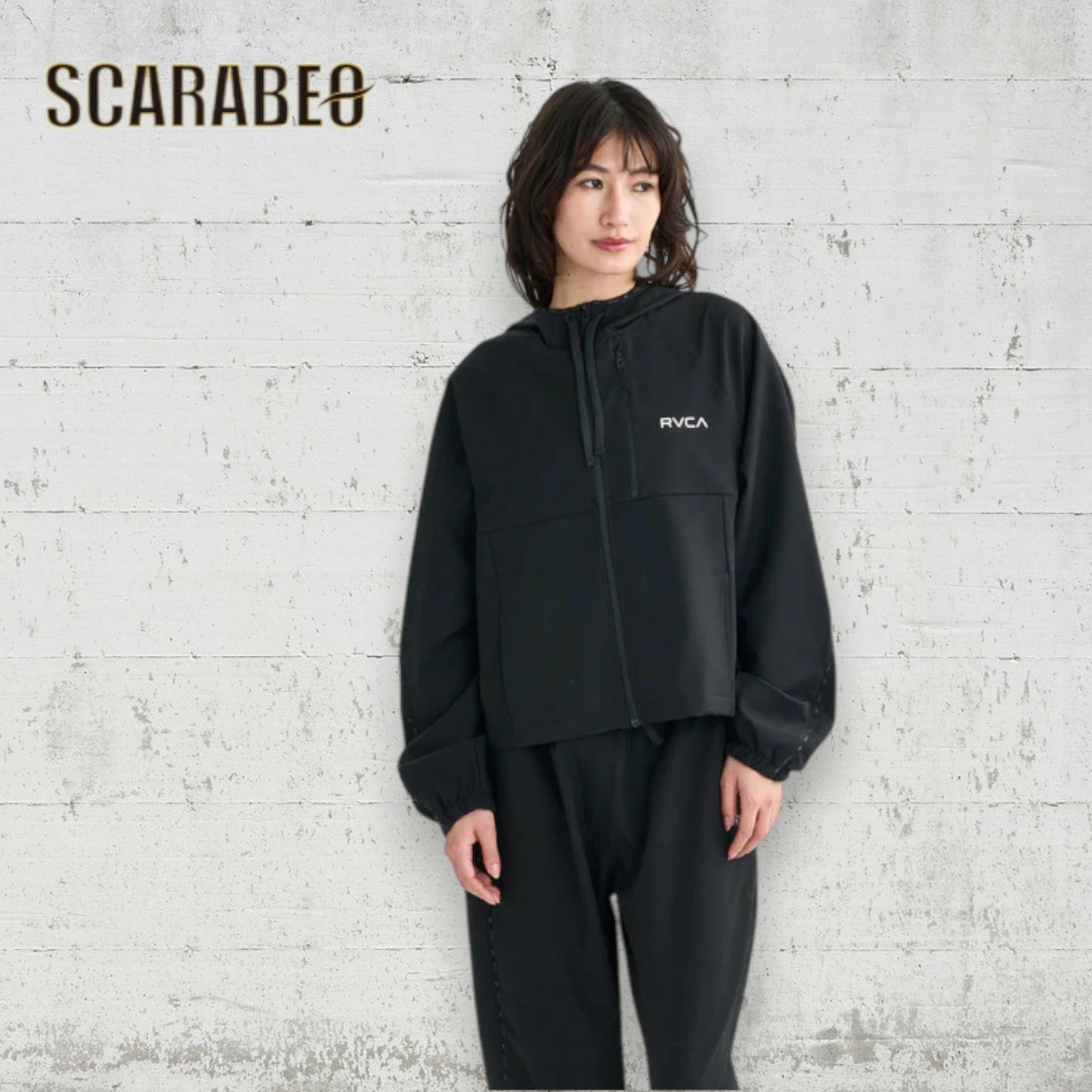 RVCA ルーカ ジャケット レディース MINI RVCA TECH JACKET BF044750 ブラック 黒 撥水 ストレッチ ソフトシェル フーディー 2025年秋冬モデル bf044750