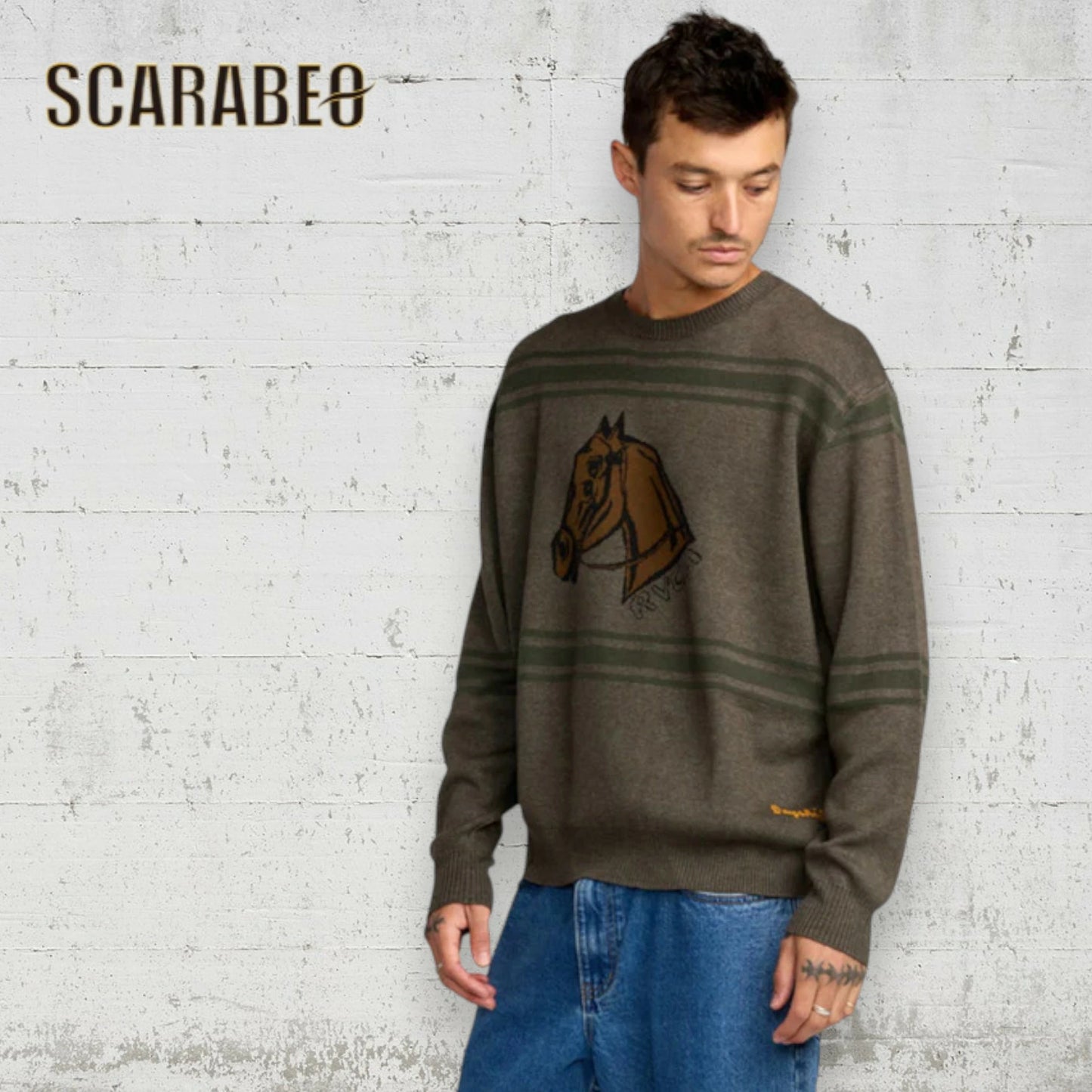 RVCA ルーカ セーター メンズ KSL CREW SWEATER BF042686 MSHR Kevin Spanky Long コラボ クルーネック ニット 2025年秋冬モデル bf042686