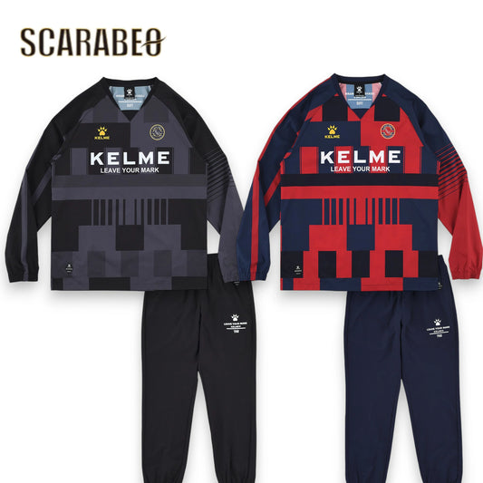 KELME ケルメ ピステ上下セット KC25F308 メンズ サッカー フットサル 練習着 昇華プリント 裏地なし トレーニングウェア 2025年秋冬モデル kc25f308