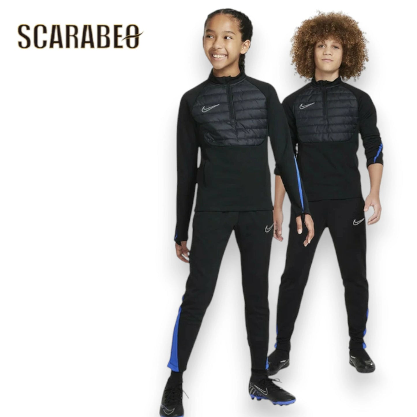 ナイキ セットアップTherma-FIT アカデミー ドリルトップ WW ジュニア ブラック ハイパーロイヤル/リフレクトシルバー NIKE WINTER WARRIOR トレーニングウェア サッカー 防寒 トップス 長袖