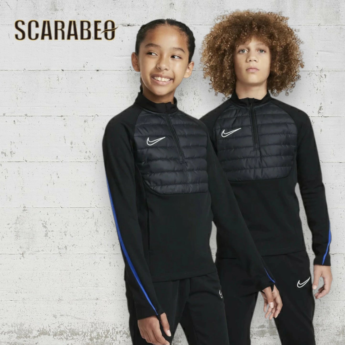 ナイキ セットアップTherma-FIT アカデミー ドリルトップ WW ジュニア ブラック ハイパーロイヤル/リフレクトシルバー NIKE WINTER WARRIOR トレーニングウェア サッカー 防寒 トップス 長袖