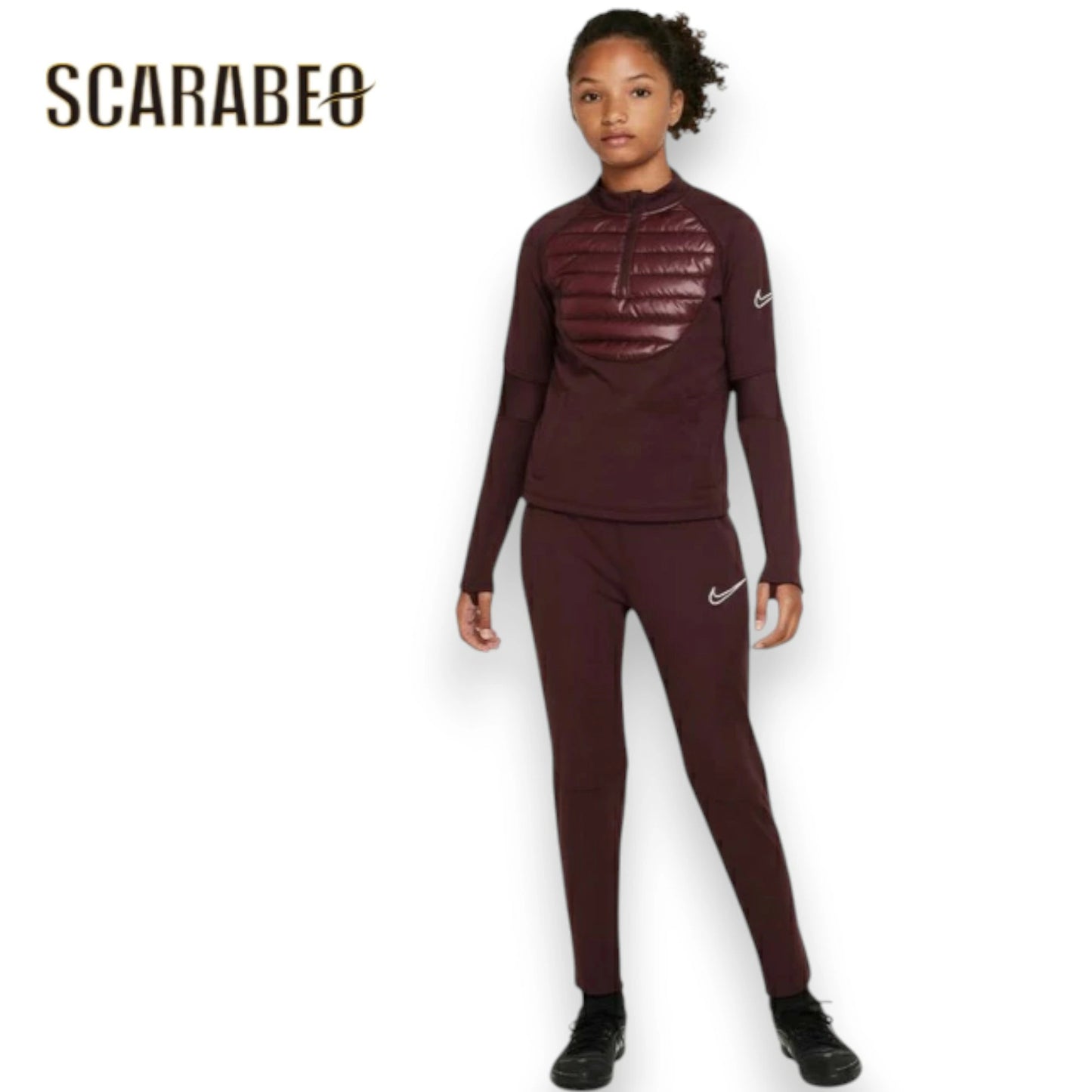 ナイキ アカデミー 23 ウィンターウォーリアー ドリルトップ＆パンツ ジュニア セットアップ バーガンディクラッシュ/リフレクトシルバー NIKE ACADEMY 23 WINTER WARRIOR ジャージ 上下セット 防寒 トレーニングウェア dc9154-dc9158-652