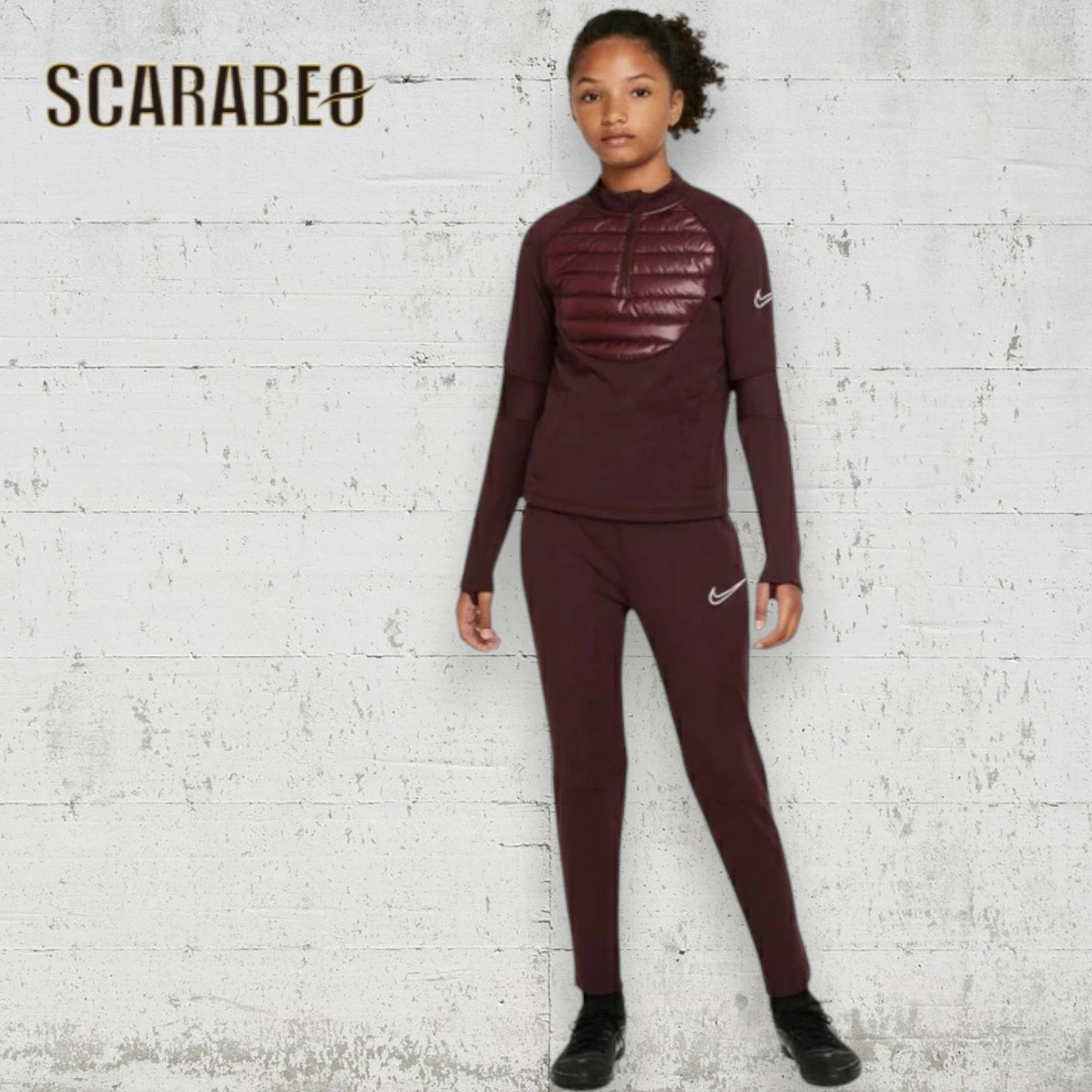 ナイキ アカデミー 23 ウィンターウォーリアー ドリルトップ＆パンツ ジュニア セットアップ バーガンディクラッシュ/リフレクトシルバー NIKE ACADEMY 23 WINTER WARRIOR ジャージ 上下セット 防寒 トレーニングウェア dc9154-dc9158-652