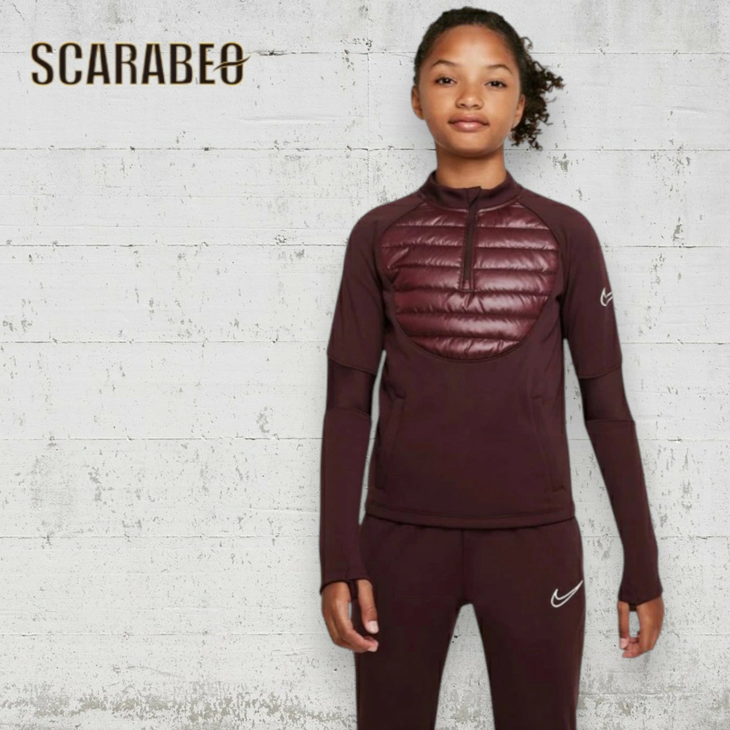 ナイキ アカデミー 23 ウィンターウォーリアー ドリルトップ＆パンツ ジュニア セットアップ バーガンディクラッシュ/リフレクトシルバー NIKE ACADEMY 23 WINTER WARRIOR ジャージ 上下セット 防寒 トレーニングウェア dc9154-dc9158-652