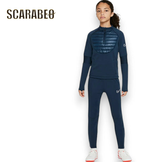 ナイキ ジュニア アカデミー ドリルトップ＆パンツ WW 上下セット アーモリーネイビー NIKE JR Therma-FIT アカデミー ウィンターウォーリアー サッカー トレーニングウェア DC9154/DC9158 防寒 セットアップ dc9158-dc9154-454