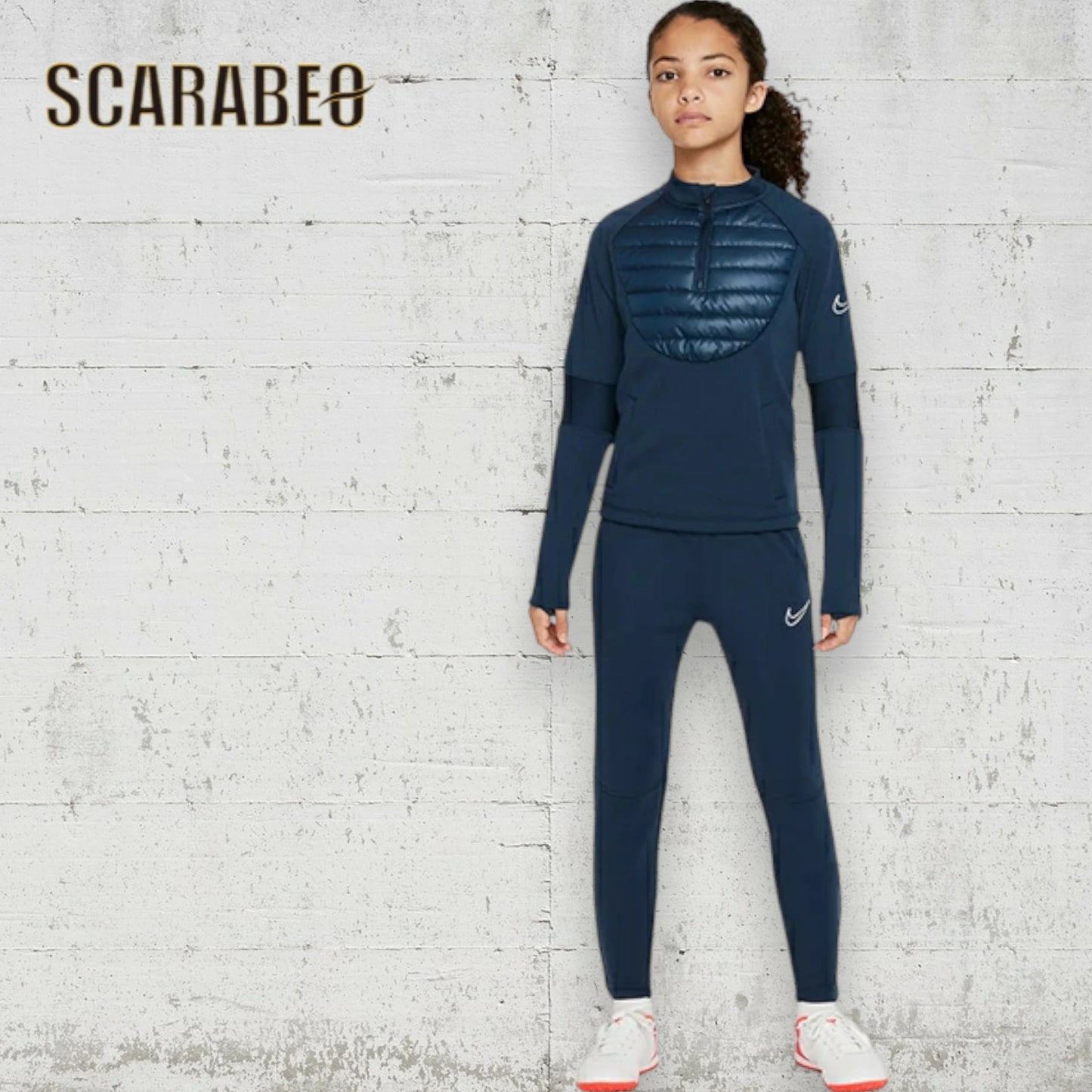 ナイキ ジュニア アカデミー ドリルトップ＆パンツ WW 上下セット アーモリーネイビー NIKE JR Therma-FIT アカデミー ウィンターウォーリアー サッカー トレーニングウェア DC9154/DC9158 防寒 セットアップ dc9158-dc9154-454