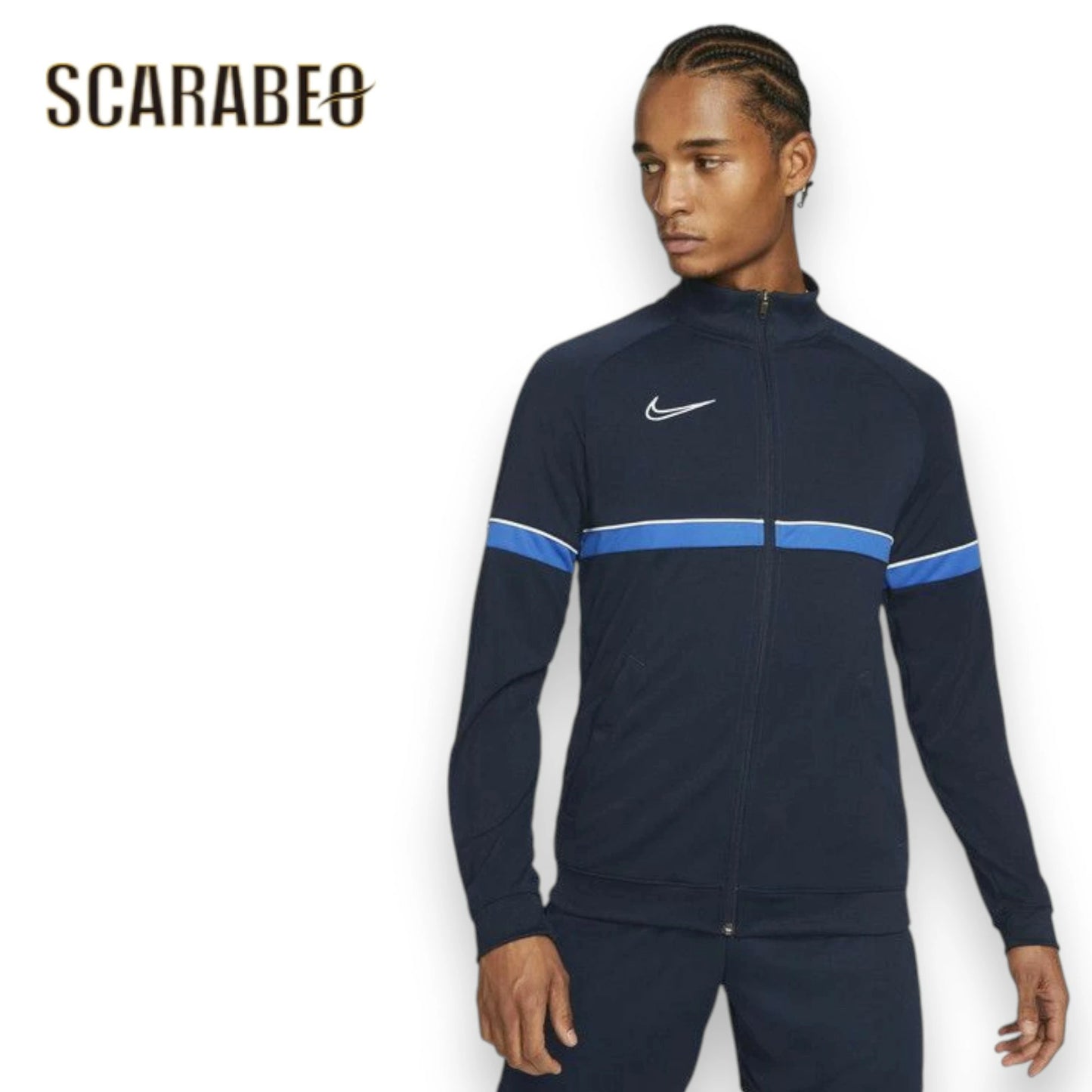 ナイキ メンズ DRI-FIT アカデミー21 トラック ニットジャケット ネイビー オブシディアン×ホワイト×ロイヤルブルー CW6113-453 NIKE サッカー トレーニングウェア 長袖 ジャージ cw6113-453