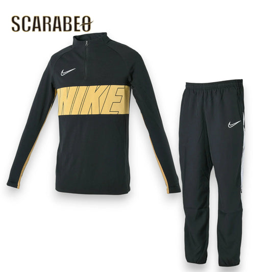 ナイキ メンズ DRY ドリル SA トップ & アカデミー WP SA パンツ セットアップ ブラック×ブラック×ジャージーゴールド×ブラック×ホワイト NIKE DRI-FIT サッカー トレーニングウェア 長袖 ロングパンツ bq7345-bq7349