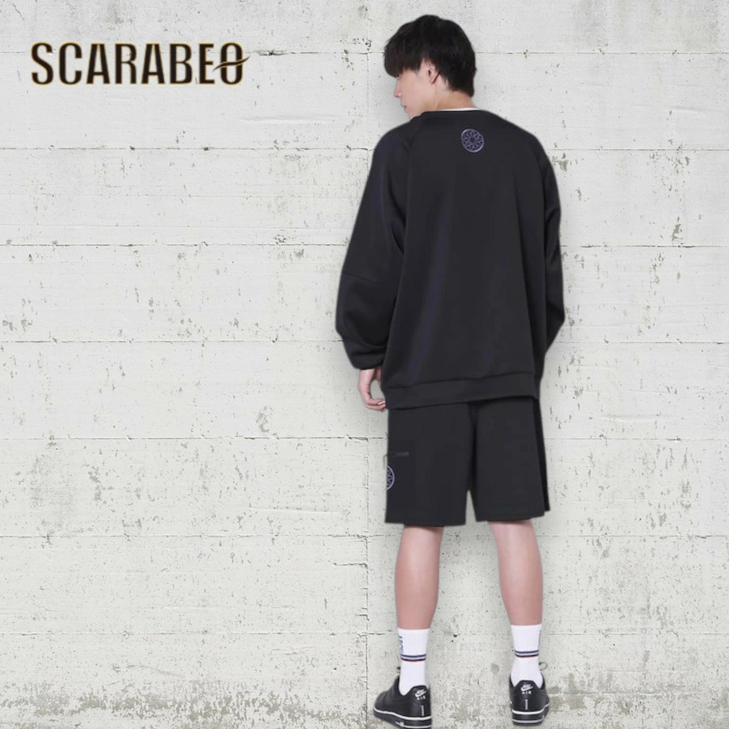 Arch アーチ BB rim ジャージ クルーネック トレーナー ブラック T725-104 バスケウェア ジャージ生地 ゆったり ラグラン メンズ レディース t725-104