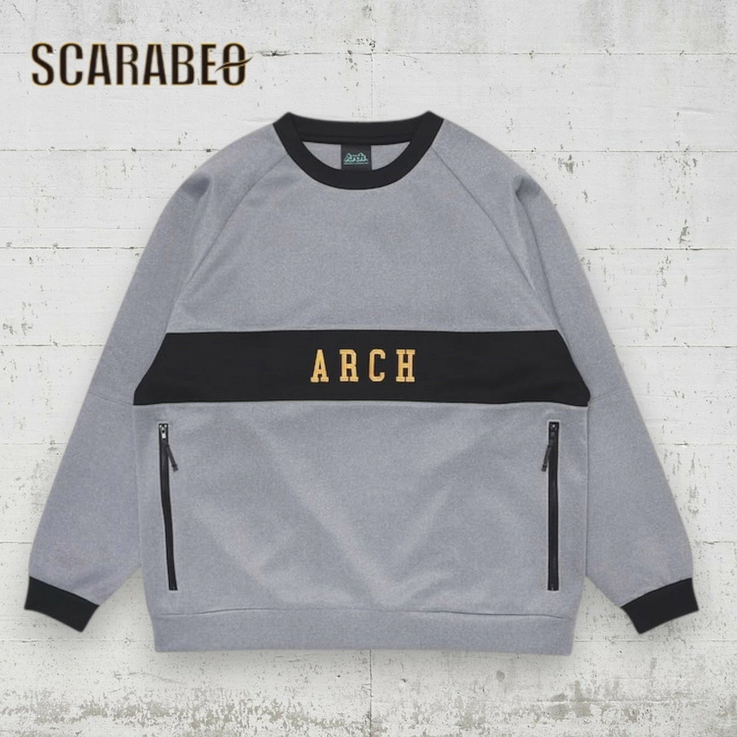 Arch アーチ BB rim ジャージ クルーネック トレーナー グレー T725-105 バスケウェア ジャージ生地 ゆったり ラグラン メンズ レディース t725-105