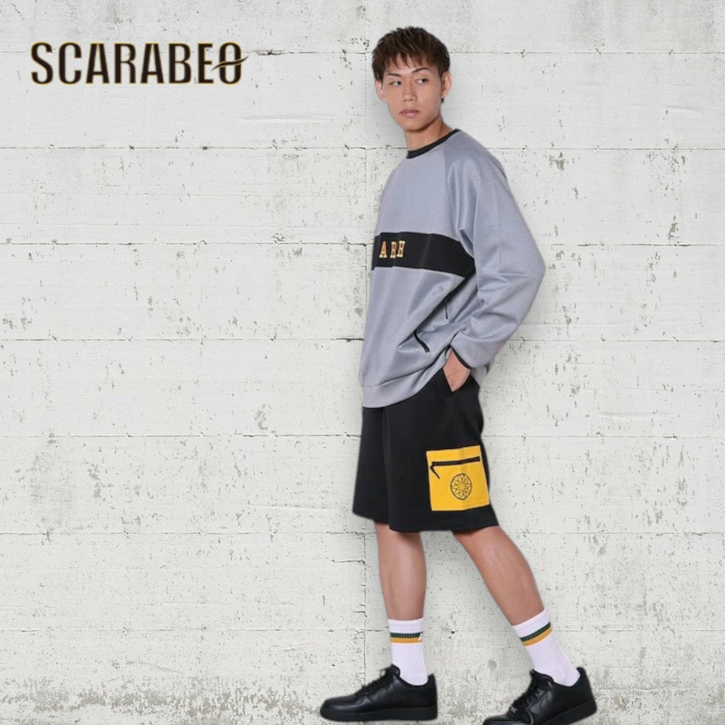 Arch アーチ BB rim ジャージ クルーネック トレーナー グレー T725-105 バスケウェア ジャージ生地 ゆったり ラグラン メンズ レディース t725-105