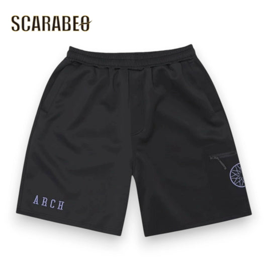 Arch アーチ BB rim ジャージ ショートパンツ ブラック/パープル B225-113 バスケウェア バスパン ゆったり ジャージ生地 メンズ レディース b225-113