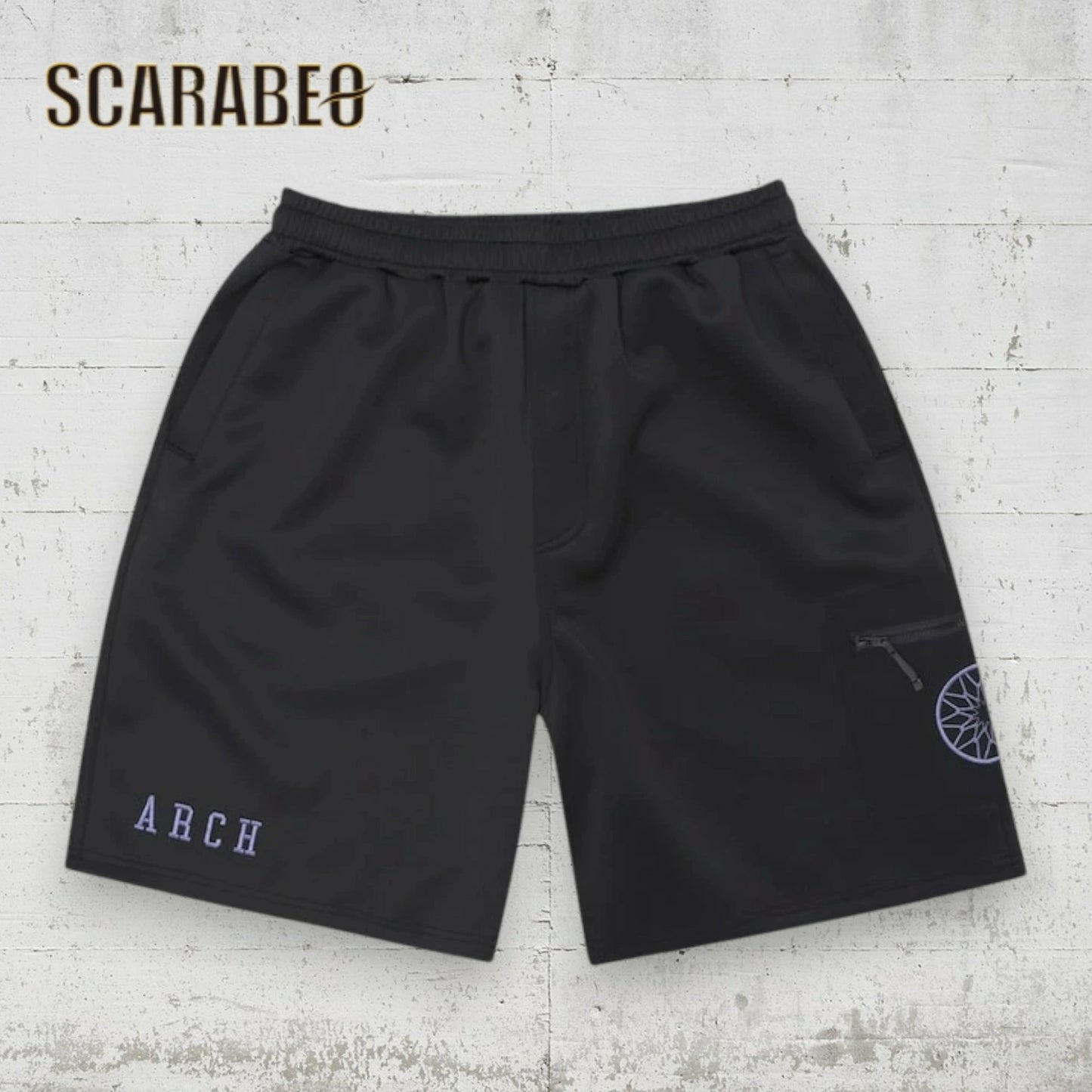 Arch アーチ BB rim ジャージ ショートパンツ ブラック/パープル B225-113 バスケウェア バスパン ゆったり ジャージ生地 メンズ レディース b225-113