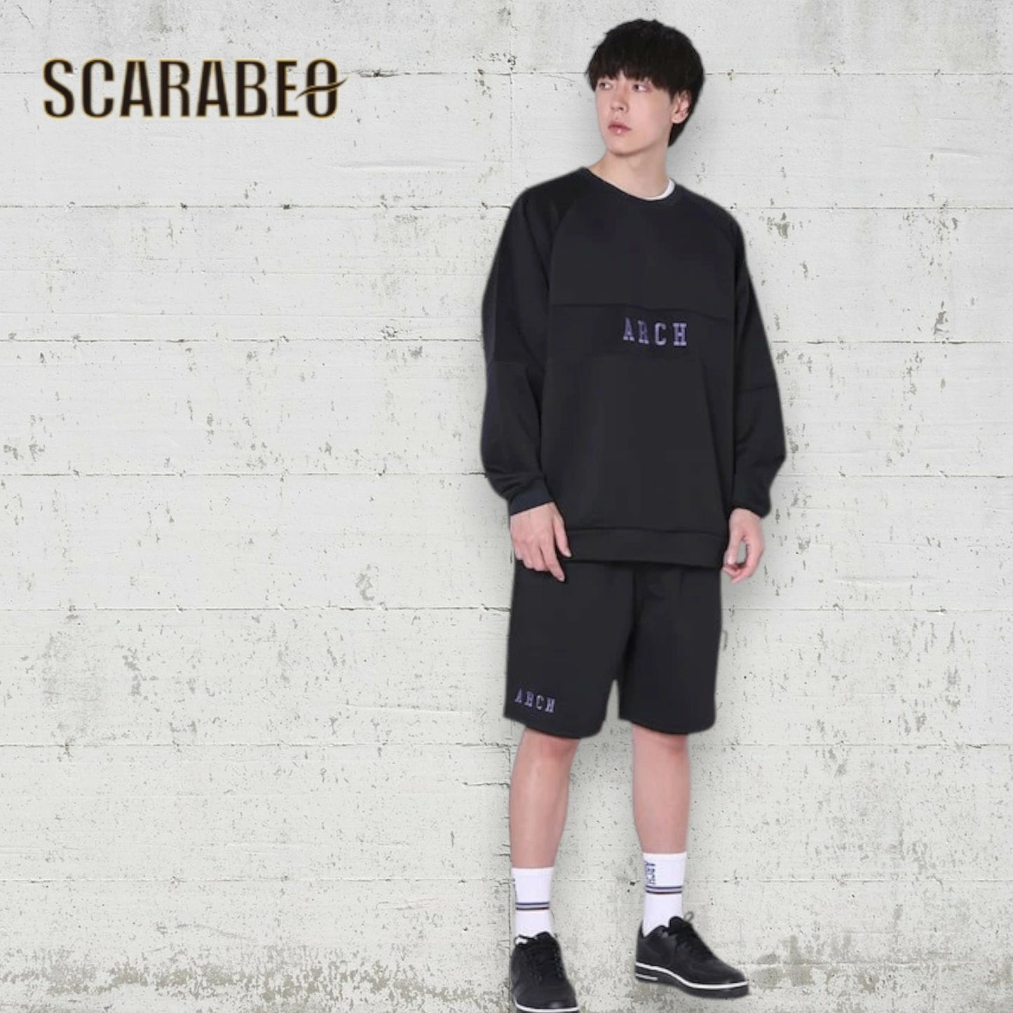 Arch アーチ BB rim ジャージ ショートパンツ ブラック/パープル B225-113 バスケウェア バスパン ゆったり ジャージ生地 メンズ レディース b225-113