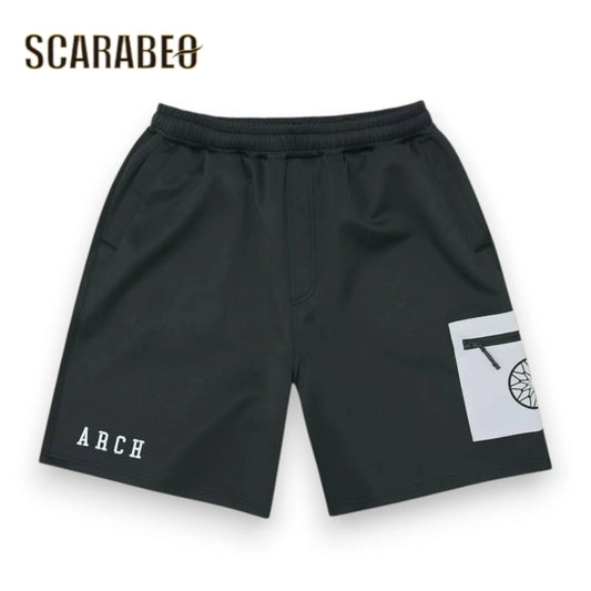 Arch アーチ BB rim ジャージ ショートパンツ ブラック/シルバー B225-115 バスケウェア バスパン ゆったり ジャージ生地 メンズ レディース b225-115