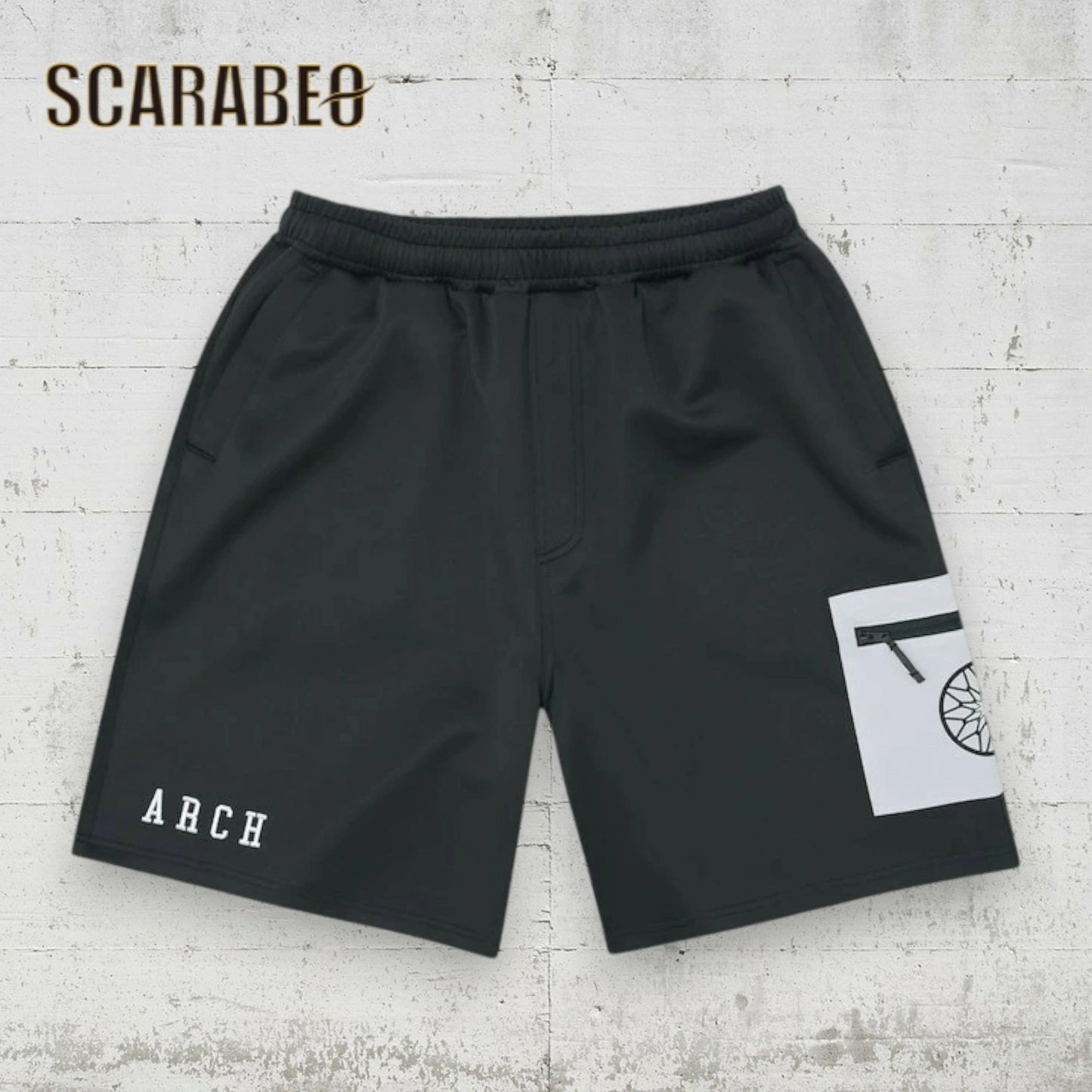Arch アーチ BB rim ジャージ ショートパンツ ブラック/シルバー B225-115 バスケウェア バスパン ゆったり ジャージ生地 メンズ レディース b225-115