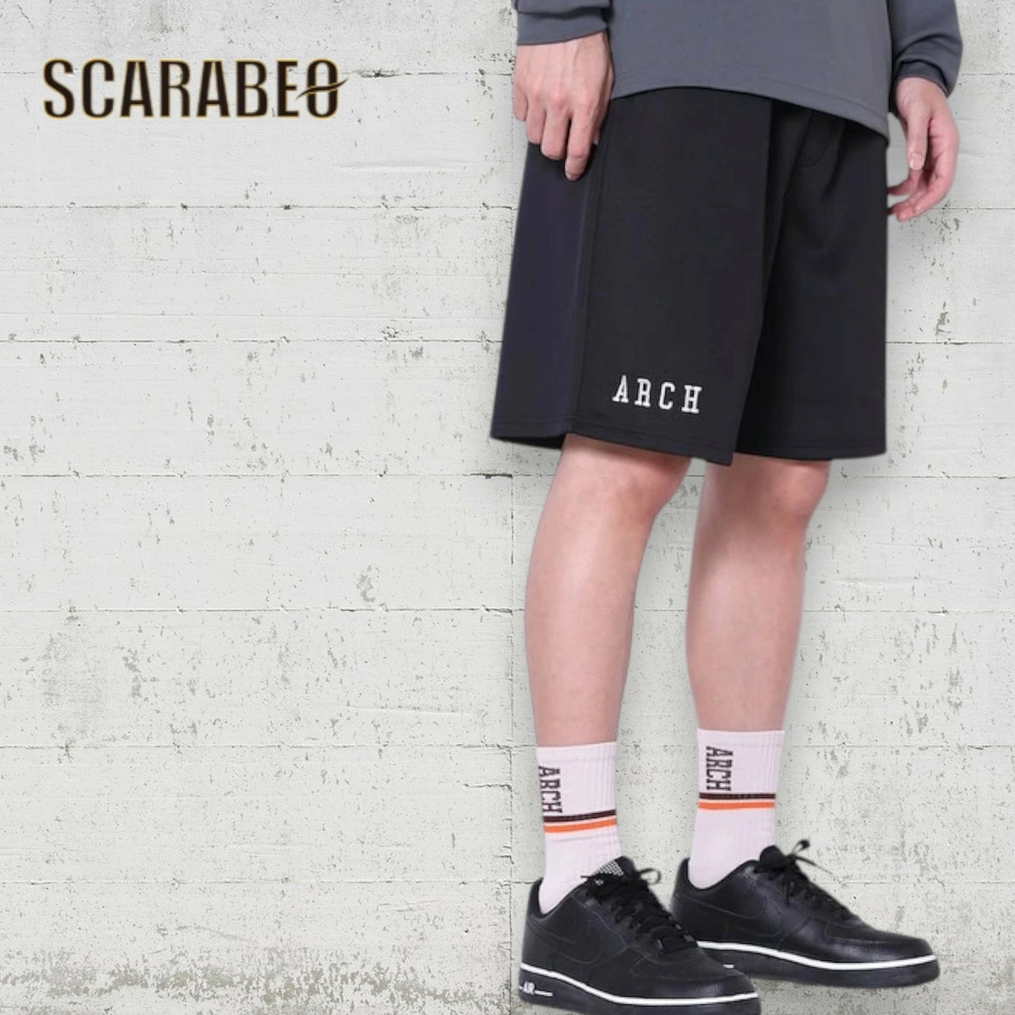 Arch アーチ BB rim ジャージ ショートパンツ ブラック/シルバー B225-115 バスケウェア バスパン ゆったり ジャージ生地 メンズ レディース b225-115