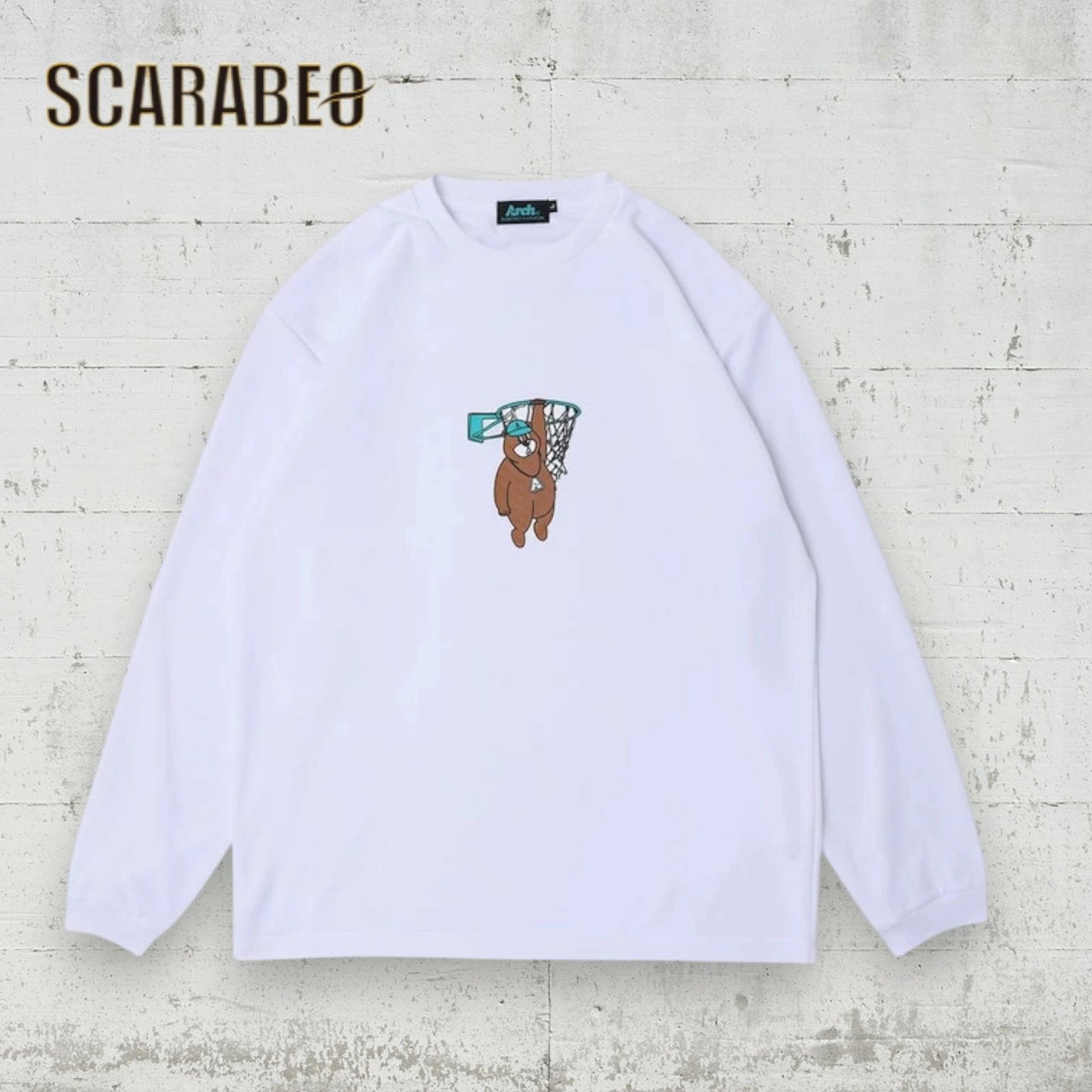 Arch アーチ My hoop kumasan L/S tee DRY ホワイト T325-113 バスケウェア 長袖Tシャツ 吸汗速乾 メンズ レディース t325-113