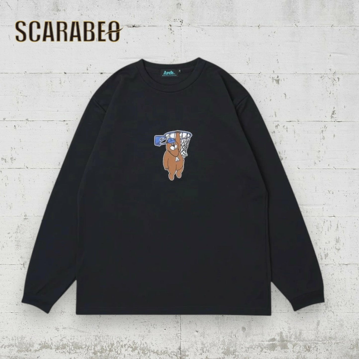 Arch アーチ My hoop kumasan L/S tee DRY ブラック T325-114 バスケウェア 長袖Tシャツ 吸汗速乾 メンズ レディース t325-114