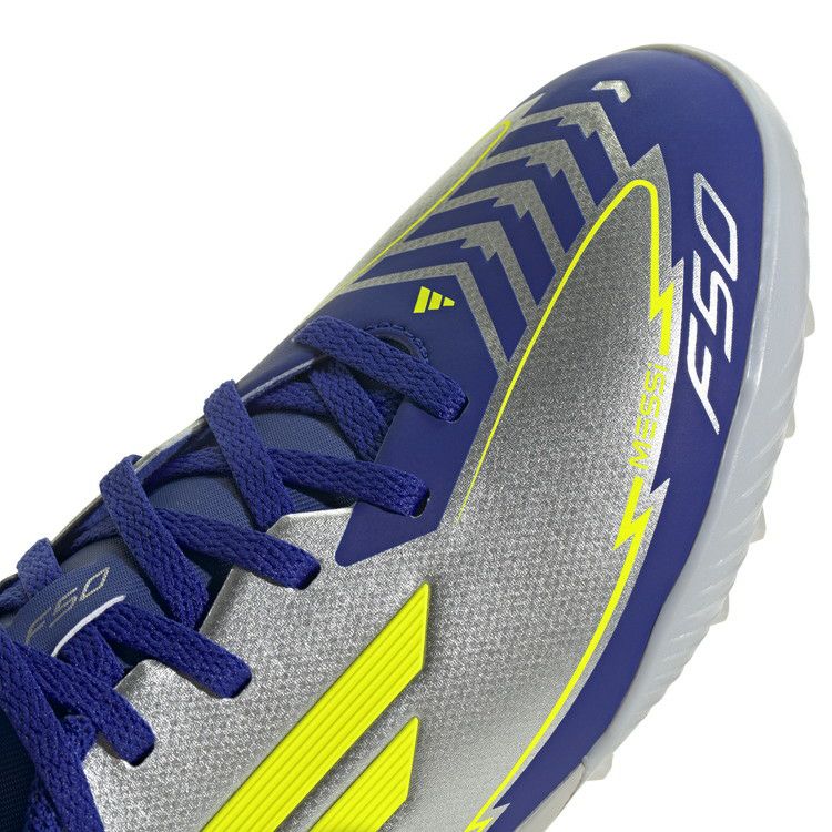 アディダス adidas キッズ F50 MESSI LEAGUE TF IH0925 ターフ用 トレーニングシューズ Kids シルバーメタリック/ソーラーイエロー/ルシッドブルー サッカーシューズ ih0925