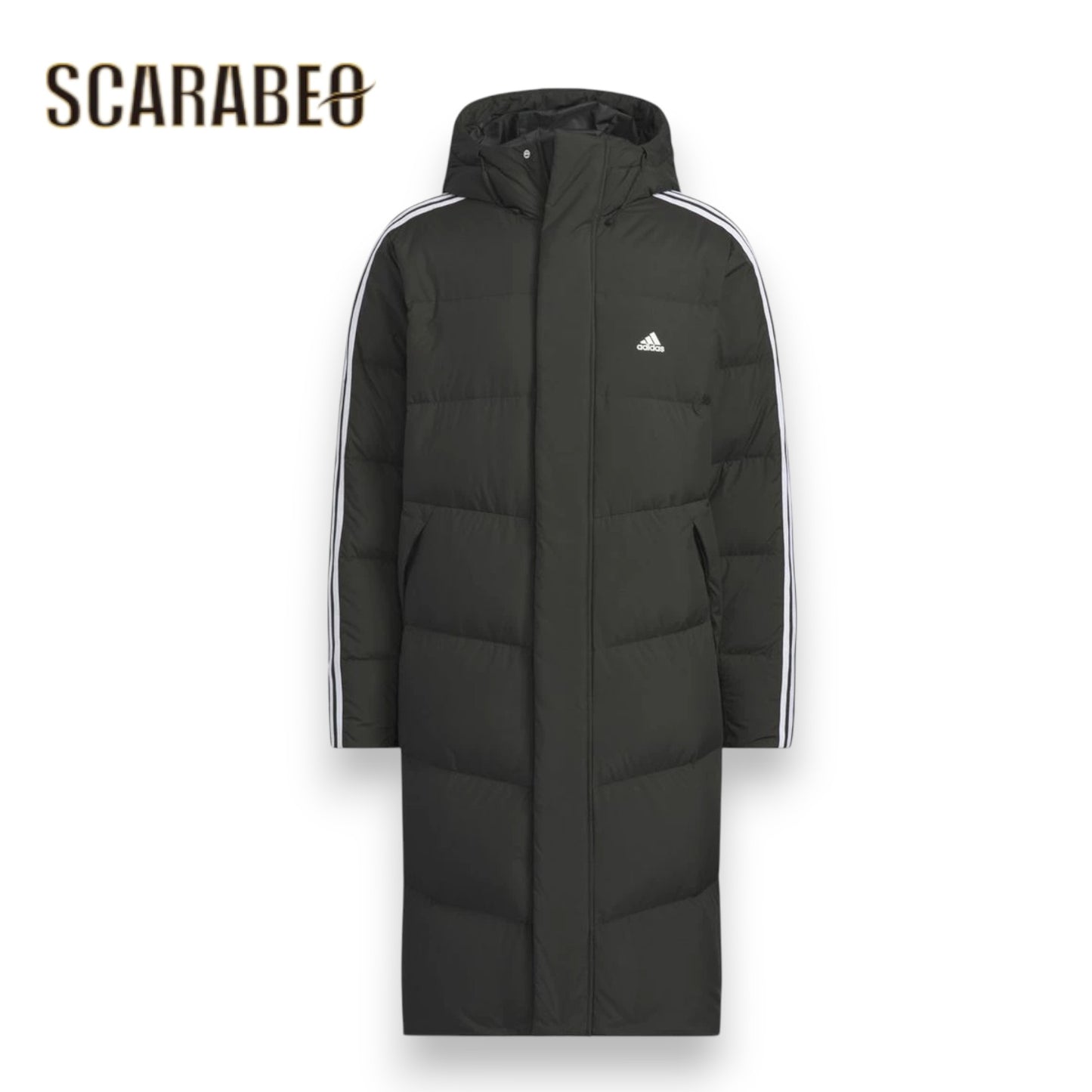 アディダス adidas メンズ ロングダウンコート マストハブ スリーストライプス KWX22 JG5958 ブラック フード付き 防寒 アウター ベンチコート ダウンジャケット kwx22