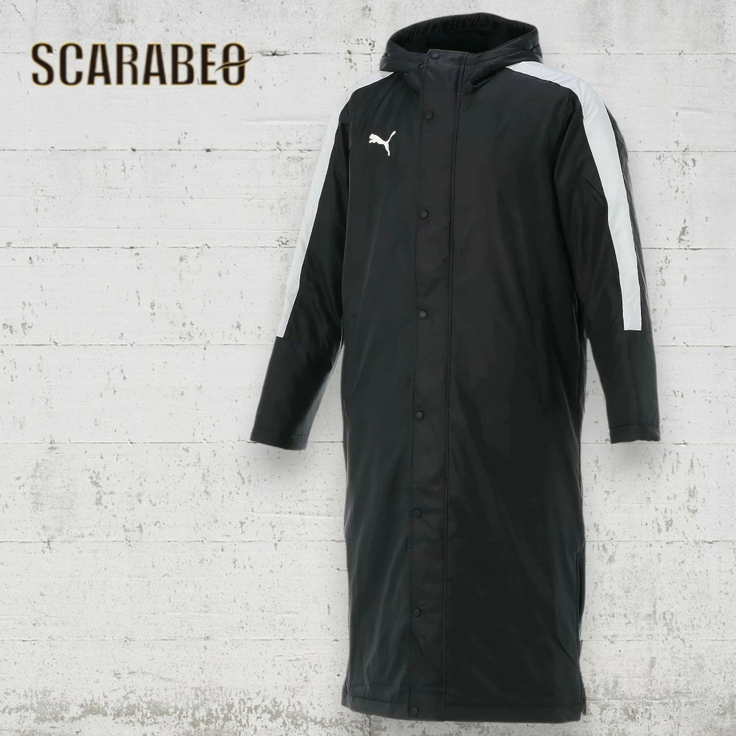 プーマ PUMA TT ESS PRO ロングボアコート ベンチコート メンズ レディース 防寒 アウター フルジップ ロング丈 ブラック ホワイト 654983 654983-01