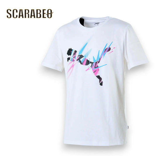 PUMA ネイマール NEYMAR JR CREATIVITY ロゴ Tシャツ メンズ 半袖 ホワイト サッカー フットウェアコーデ 605558-05