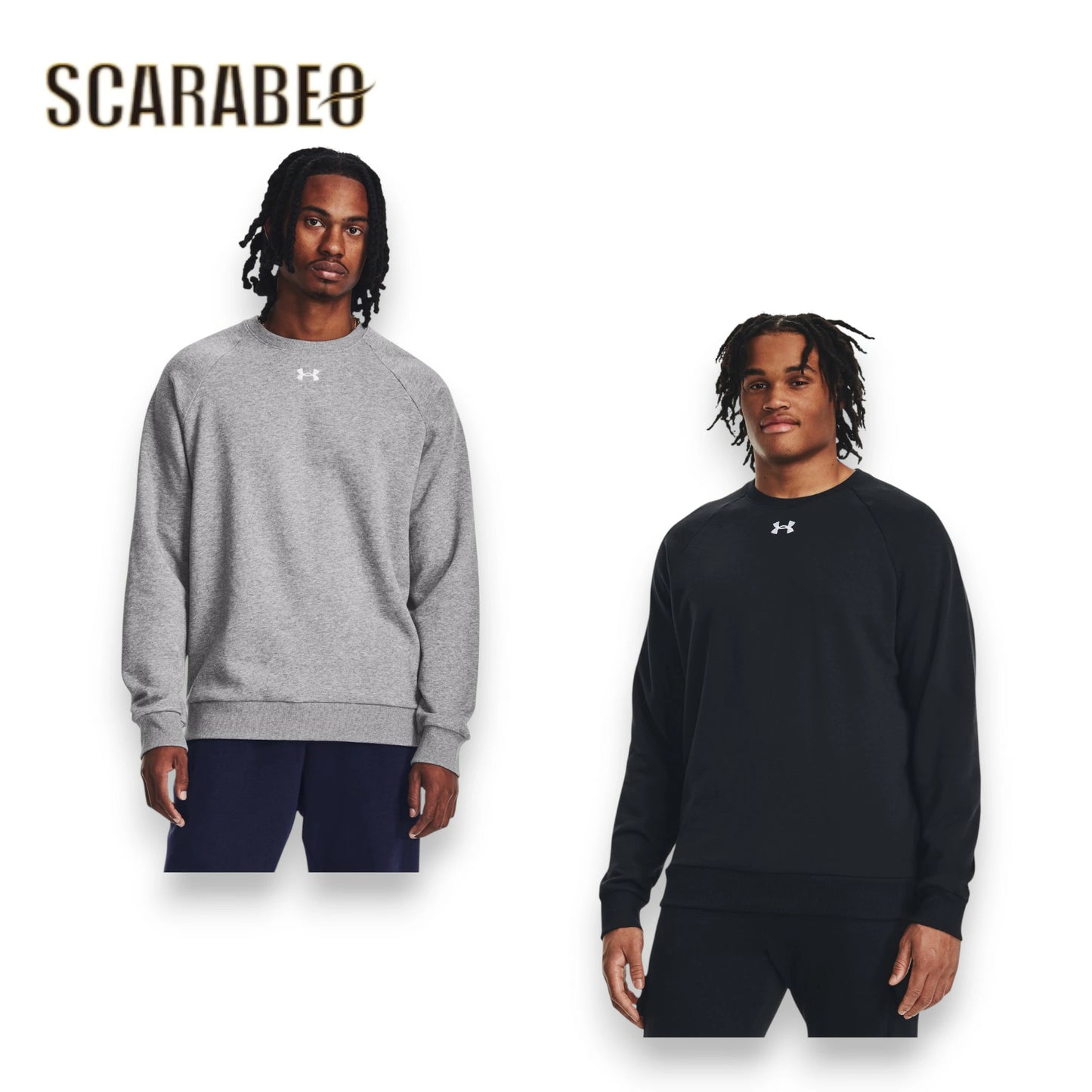 UNDER ARMOUR アンダーアーマー UA ライバル フリース クルー トレーナー スウェット 裏起毛 メンズ 1379755 トレーニングウェア 吸汗速乾 防寒 Castlerock Light Heather/Black 1379755