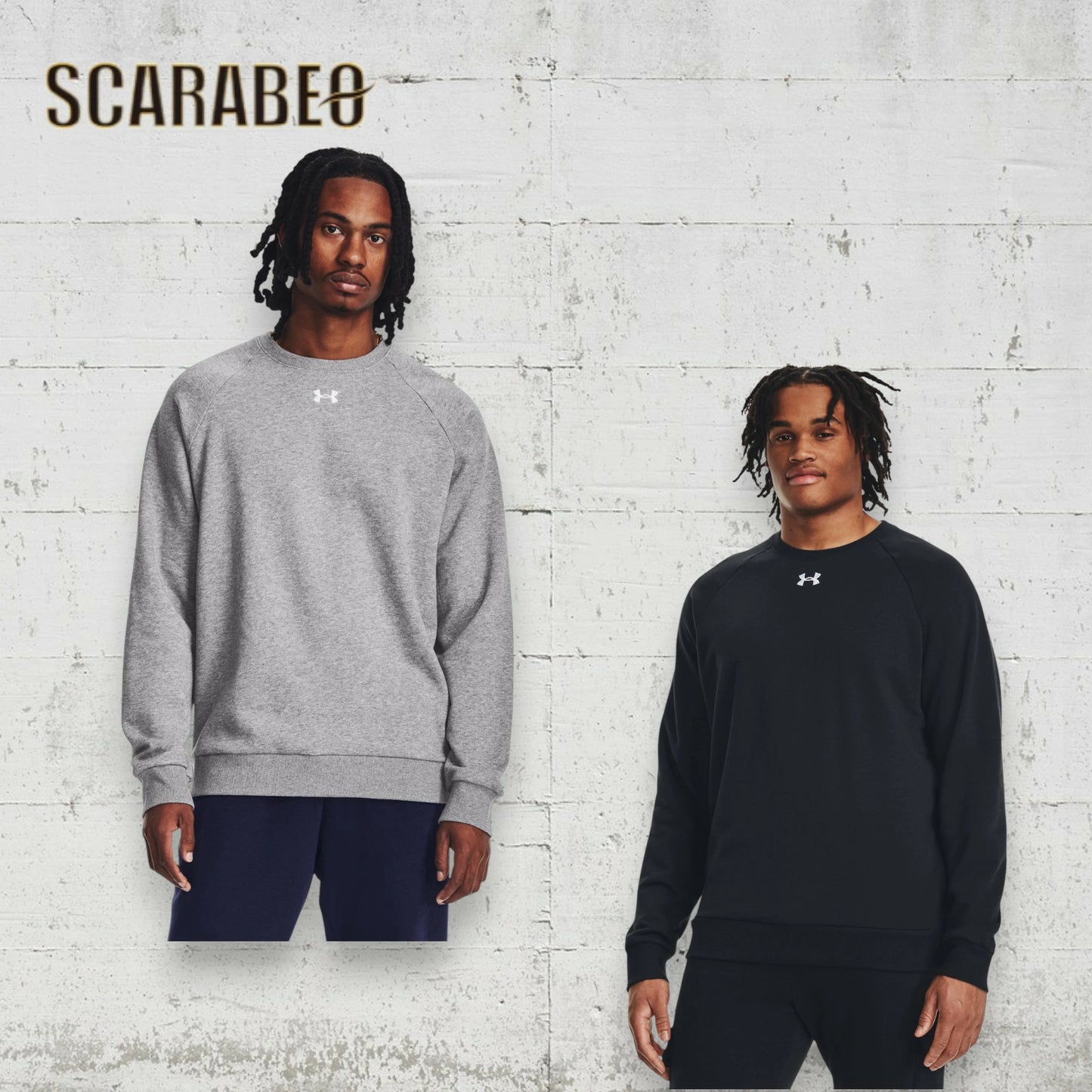 UNDER ARMOUR アンダーアーマー UA ライバル フリース クルー トレーナー スウェット 裏起毛 メンズ 1379755 トレーニングウェア 吸汗速乾 防寒 Castlerock Light Heather/Black 1379755