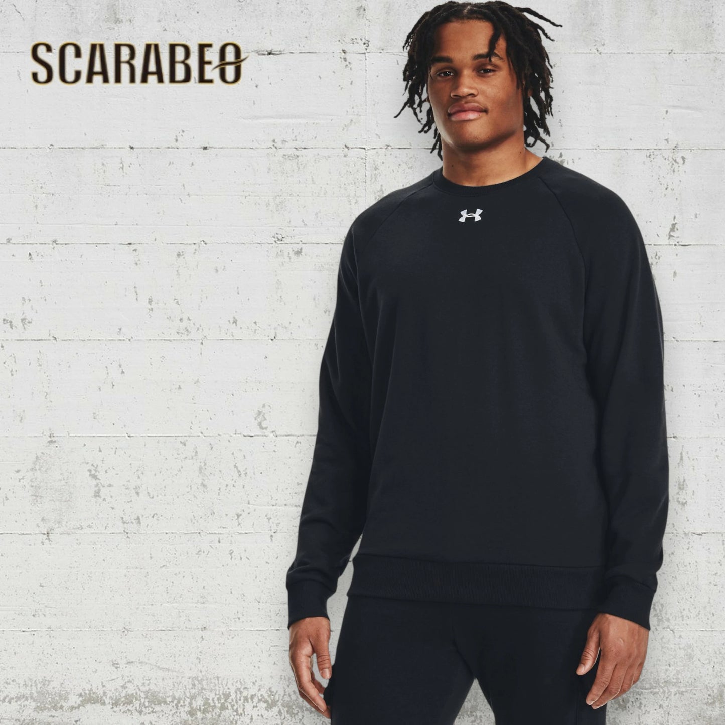 UNDER ARMOUR アンダーアーマー UA ライバル フリース クルー トレーナー スウェット 裏起毛 メンズ 1379755 トレーニングウェア 吸汗速乾 防寒 Castlerock Light Heather/Black 1379755