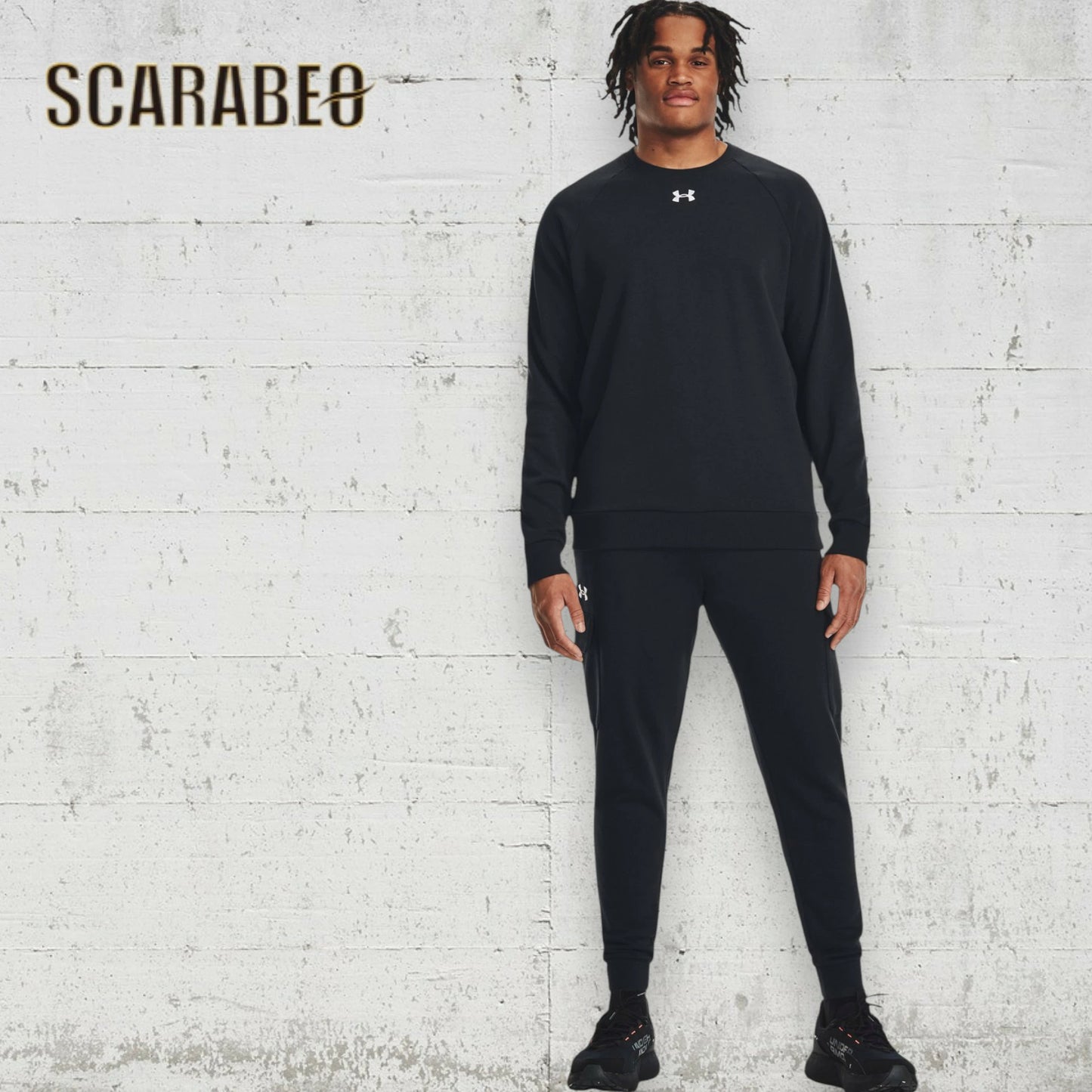 UNDER ARMOUR アンダーアーマー UA ライバル フリース クルー トレーナー スウェット 裏起毛 メンズ 1379755 トレーニングウェア 吸汗速乾 防寒 Castlerock Light Heather/Black 1379755