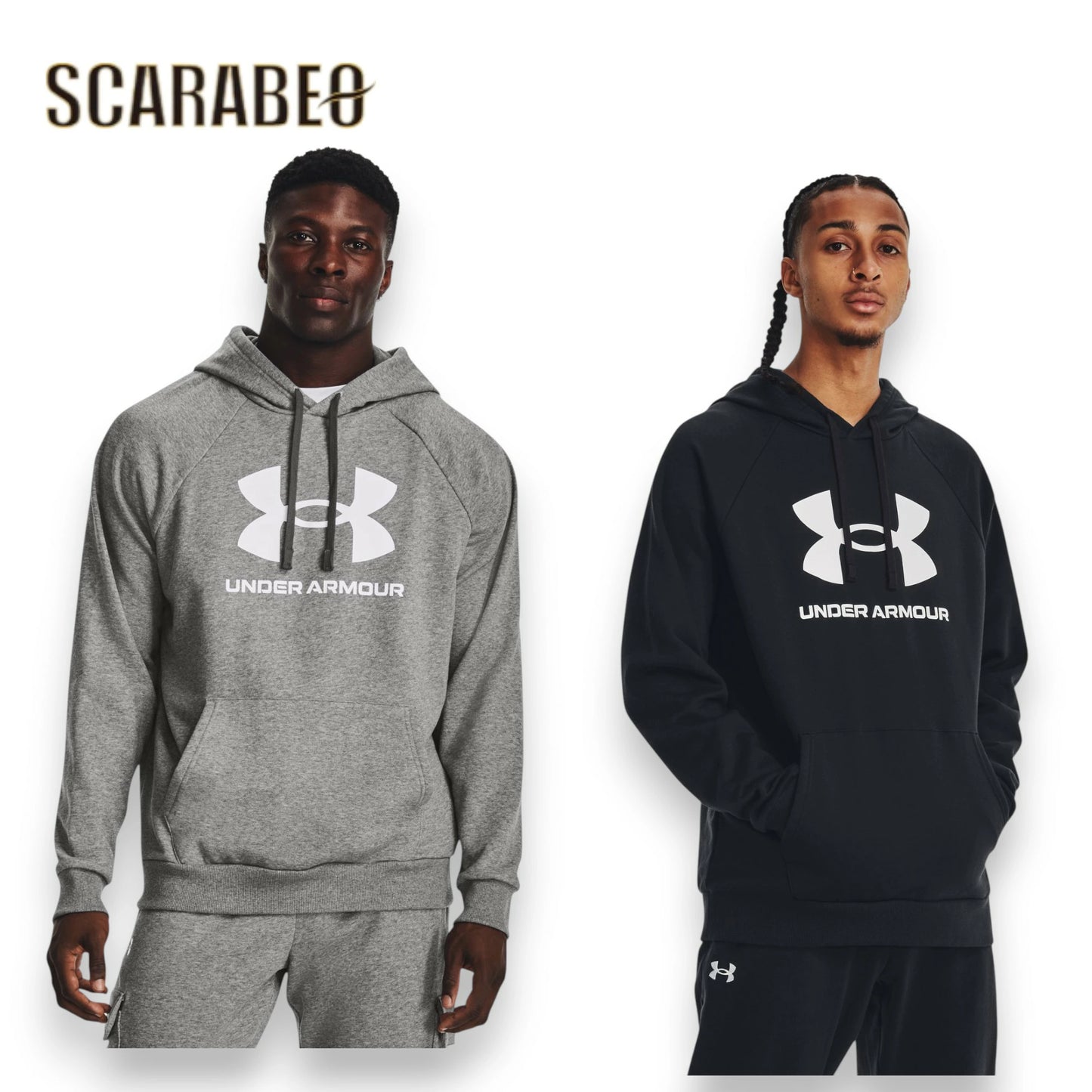 UNDER ARMOUR アンダーアーマー UA ライバル フリース ロゴ フーディー パーカー スウェット 裏起毛 メンズ 1379758 トレーニング 吸汗速乾 防寒 Black/White Castlerock Light Heather 1379758