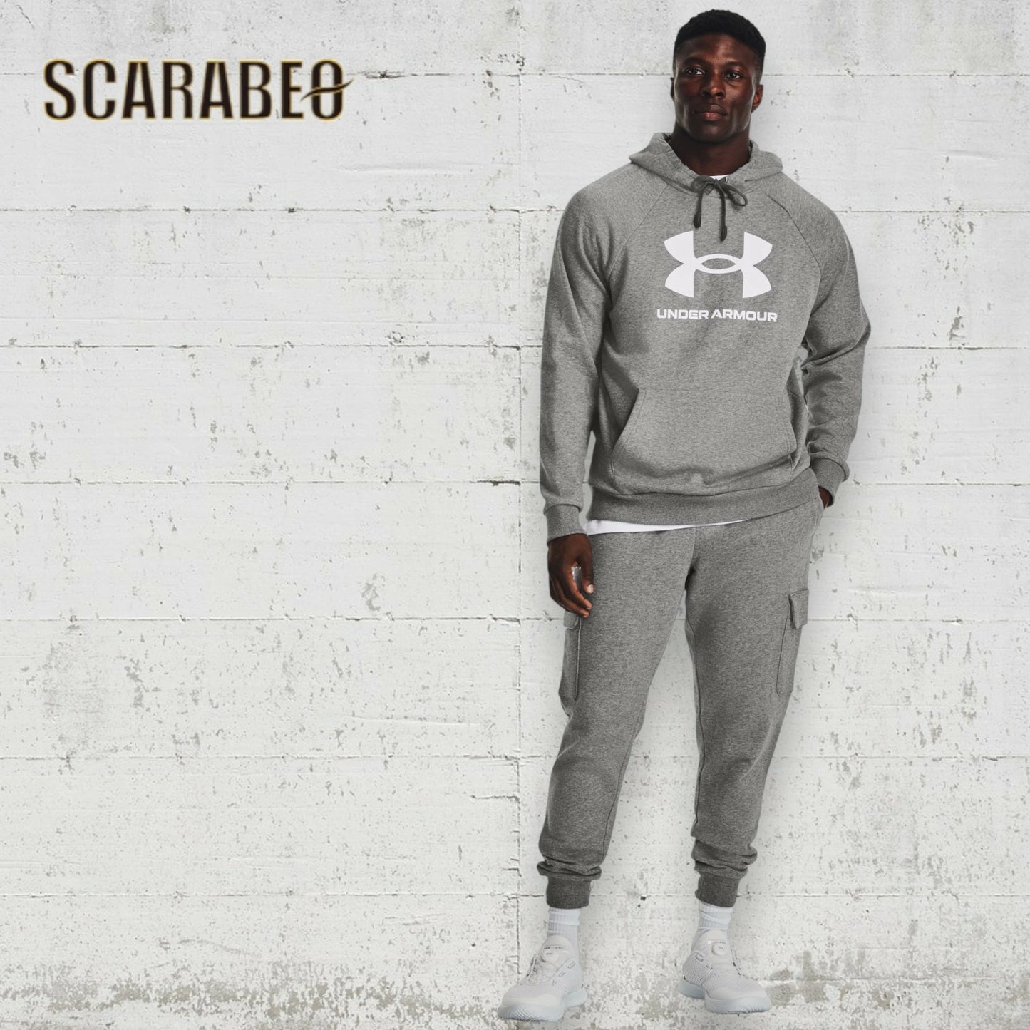 UNDER ARMOUR アンダーアーマー UA ライバル フリース ロゴ フーディー パーカー スウェット 裏起毛 メンズ 1379758 トレーニング 吸汗速乾 防寒 Black/White Castlerock Light Heather 1379758