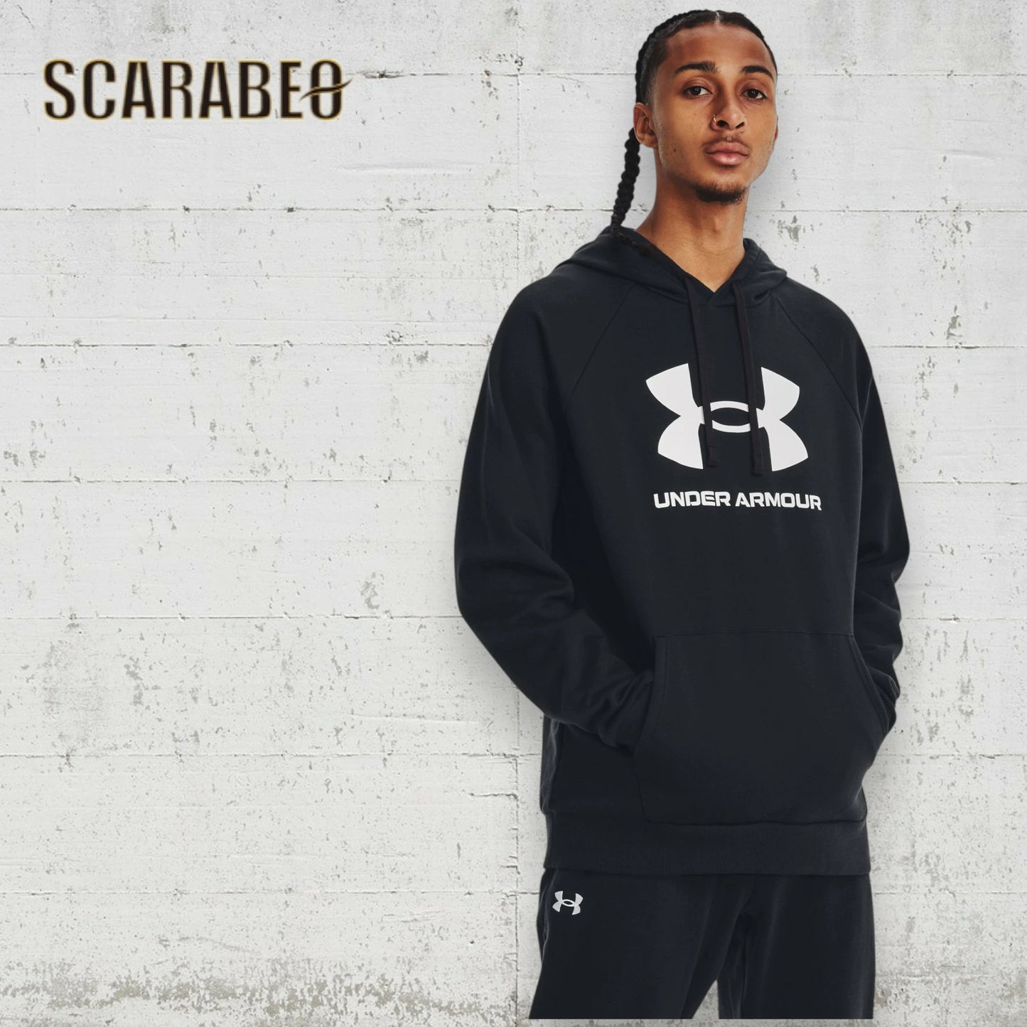 UNDER ARMOUR アンダーアーマー UA ライバル フリース ロゴ フーディー パーカー スウェット 裏起毛 メンズ 1379758 トレーニング 吸汗速乾 防寒 Black/White Castlerock Light Heather 1379758