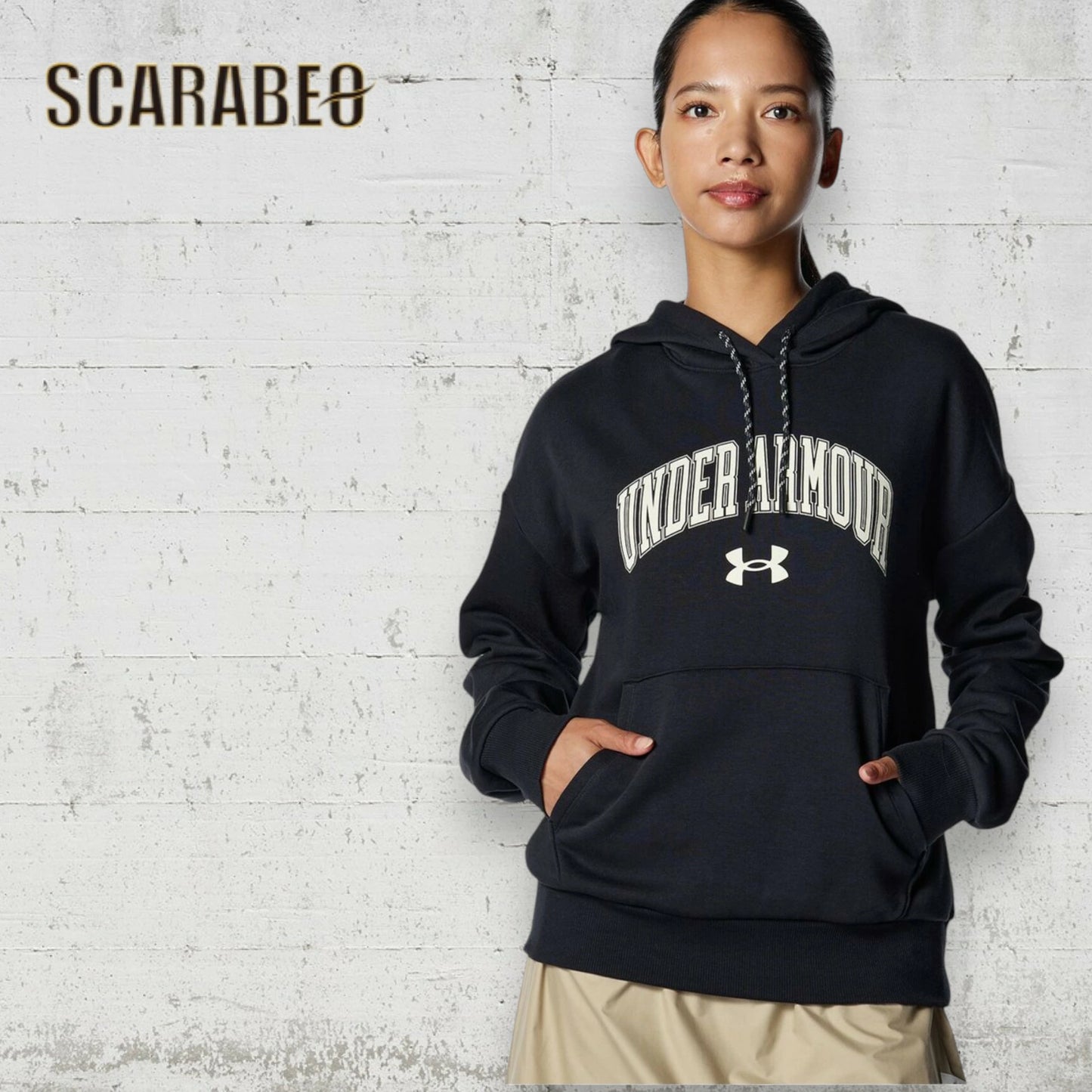 UNDER ARMOUR アンダーアーマー UA ライバル フリース グラフィック プルオーバー フーディー レディース スウェット 裏起毛 6007712 トレーニング 吸汗速乾 防寒 Mod Gray Light Heather/Black 6007712