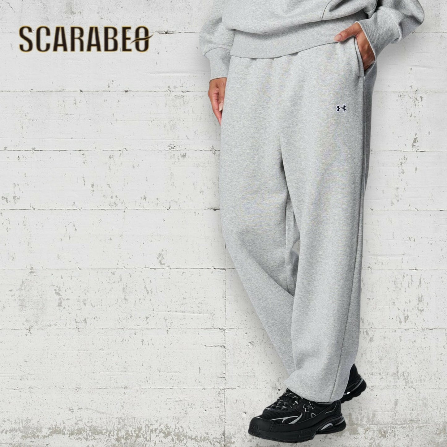 UNDER ARMOUR アンダーアーマー UA ライバル フリース オーバーサイズド パンツ レディース スウェット 裏起毛 6007714 トレーニング 吸汗速乾 防寒 Black/Mod Gray Light Heather 6007714