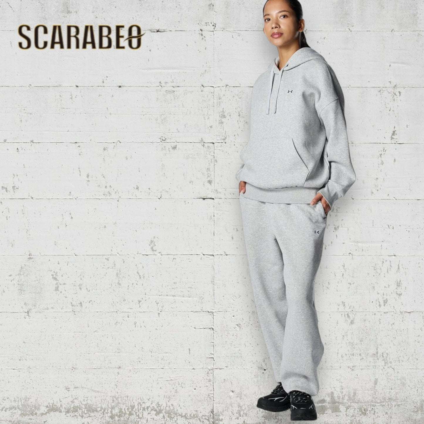 UNDER ARMOUR アンダーアーマー UA ライバル フリース オーバーサイズド パンツ レディース スウェット 裏起毛 6007714 トレーニング 吸汗速乾 防寒 Black/Mod Gray Light Heather 6007714