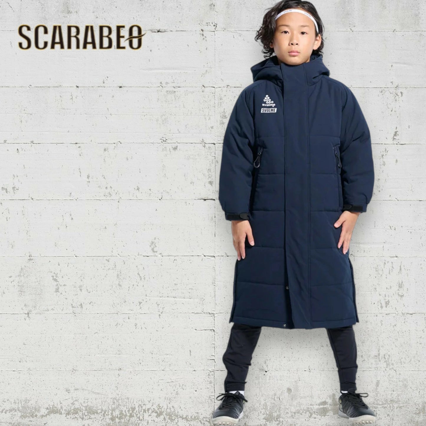 スボルメ SVOLME ジュニア 発熱中綿ベンチコート 1243-33304 ネイビー キッズ 子供用 サッカー フットサル 防寒コート 中綿ロングコート 1243-33304