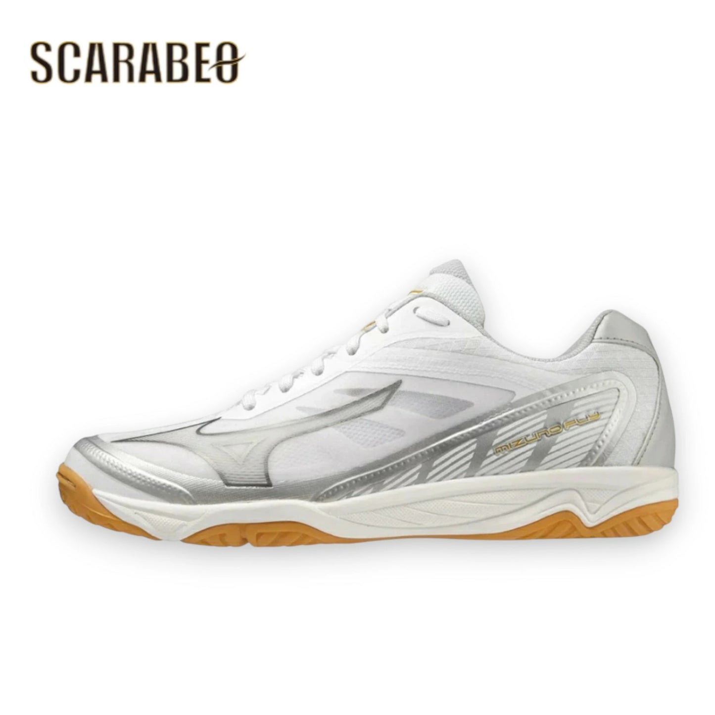 ミズノ MIZUNO FLY V1GA233009 メンズ レディース バレーボールシューズ 2E ホワイト×シルバー ENERZY搭載 軽量 ローカット v1ga233009