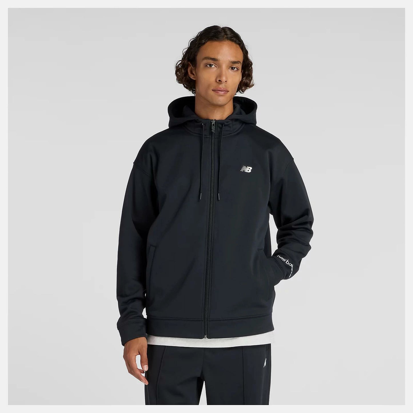 ニューバランス New Balance Double Knit Hoodie Jacket メンズ ダブルニット フーディ ジャケット スウェット パーカー 保温 リサイクルポリエステル AMJ53174BK amj53174-bk