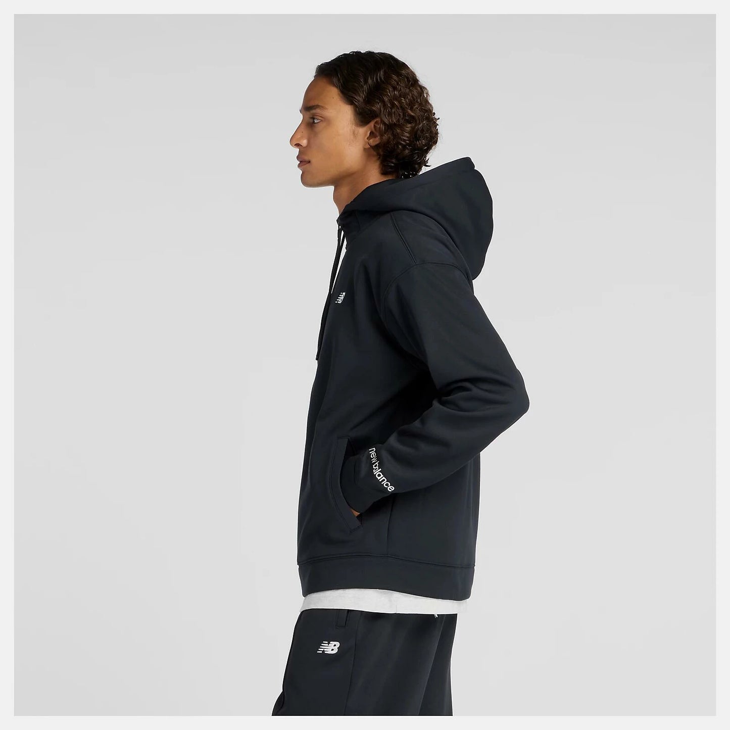 ニューバランス New Balance Double Knit Hoodie Jacket メンズ ダブルニット フーディ ジャケット スウェット パーカー 保温 リサイクルポリエステル AMJ53174BK amj53174-bk