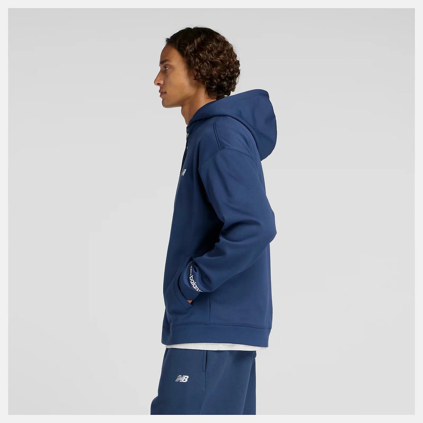 ニューバランス New Balance Double Knit Hoodie Jacket メンズ ダブルニット フーディ ジャケット スウェット パーカー 保温 リサイクルポリエステル NB NAVY AMJ53174-nny