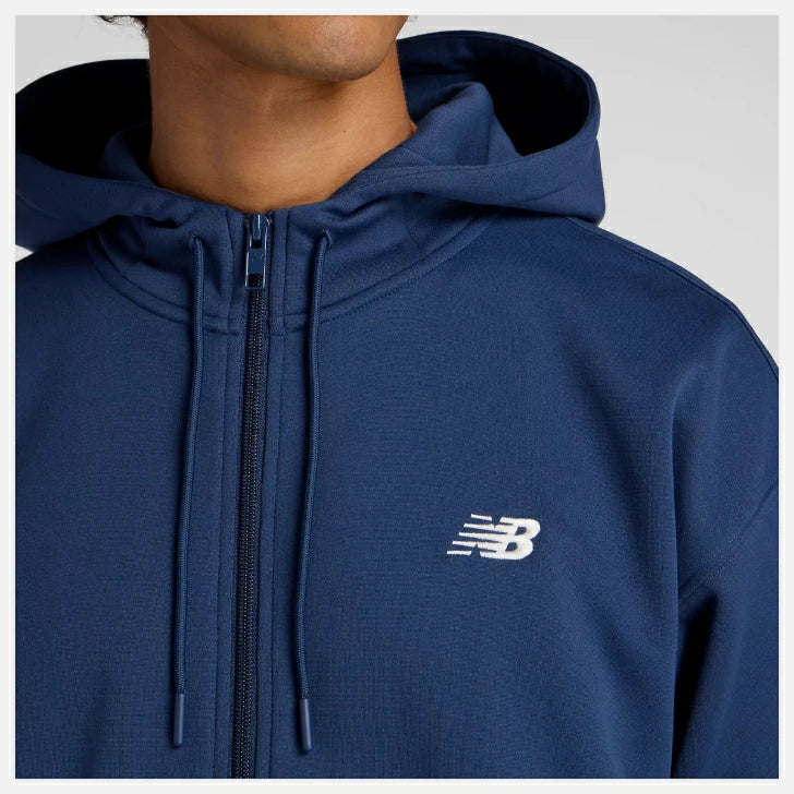 ニューバランス New Balance Double Knit Hoodie Jacket メンズ ダブルニット フーディ ジャケット スウェット パーカー 保温 リサイクルポリエステル NB NAVY AMJ53174-nny