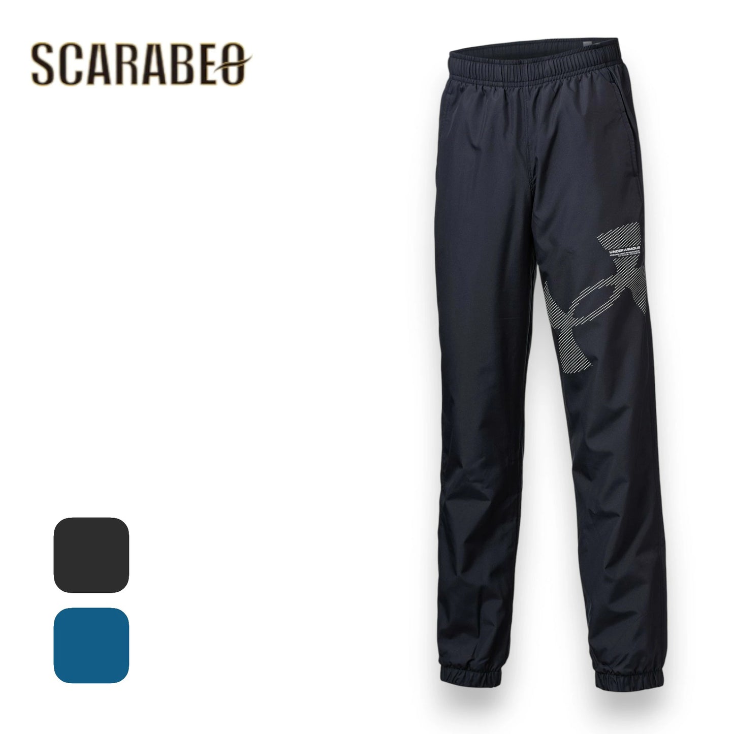 アンダーアーマー (UNDER ARMOUR) キッズ ジュニア ボーイズ トリコット ラインド ビッグロゴ パンツ 裏起毛 撥水 STORM ストーム ウォームアップパンツ トレーニングウェア ブラック 6007821 スポーツウェア