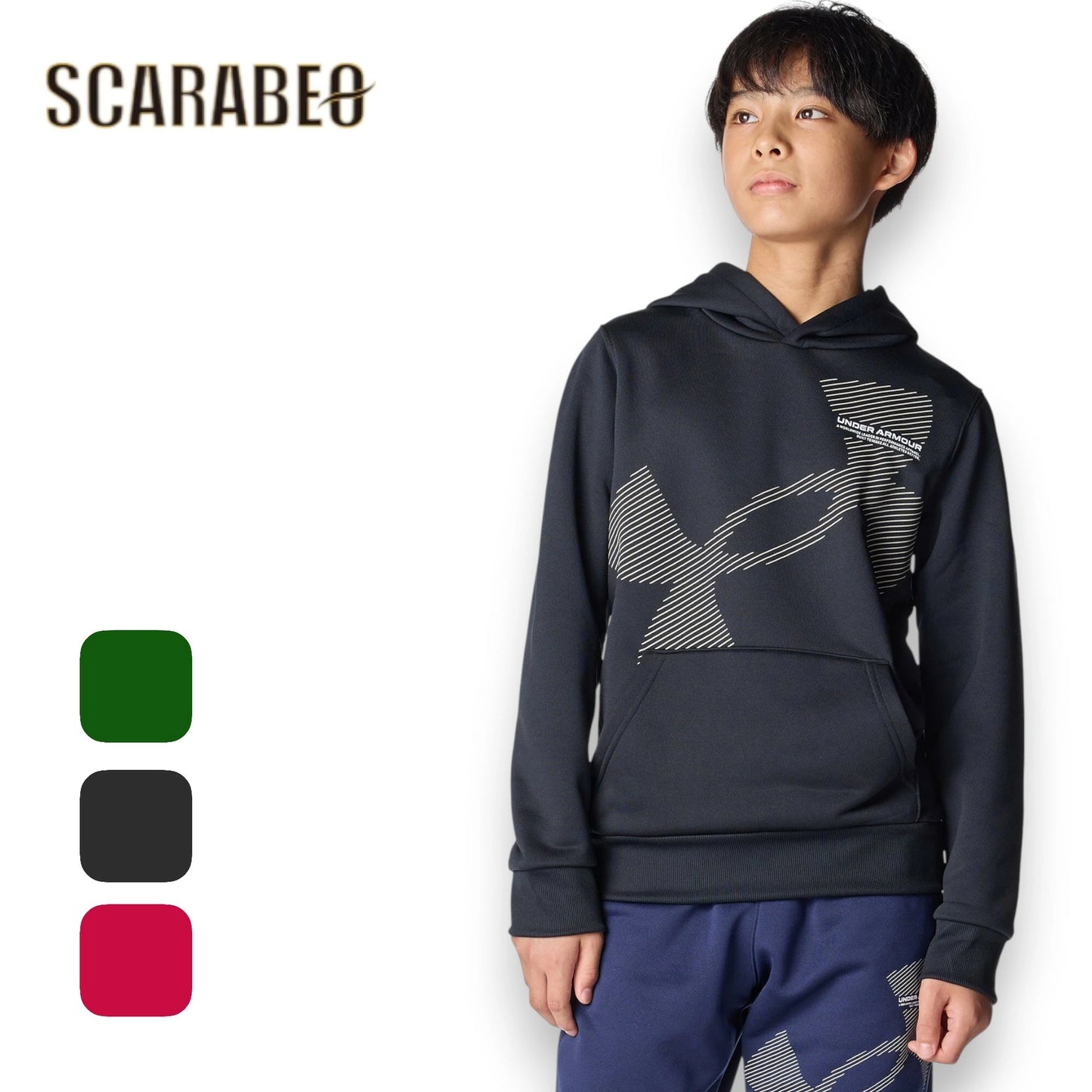 アンダーアーマー (UNDER ARMOUR) キッズ ジュニア テックテリー スーパービッグロゴ フーディー パーカー 6007817 撥水 吸汗速乾 トレーニング スポーツウェア