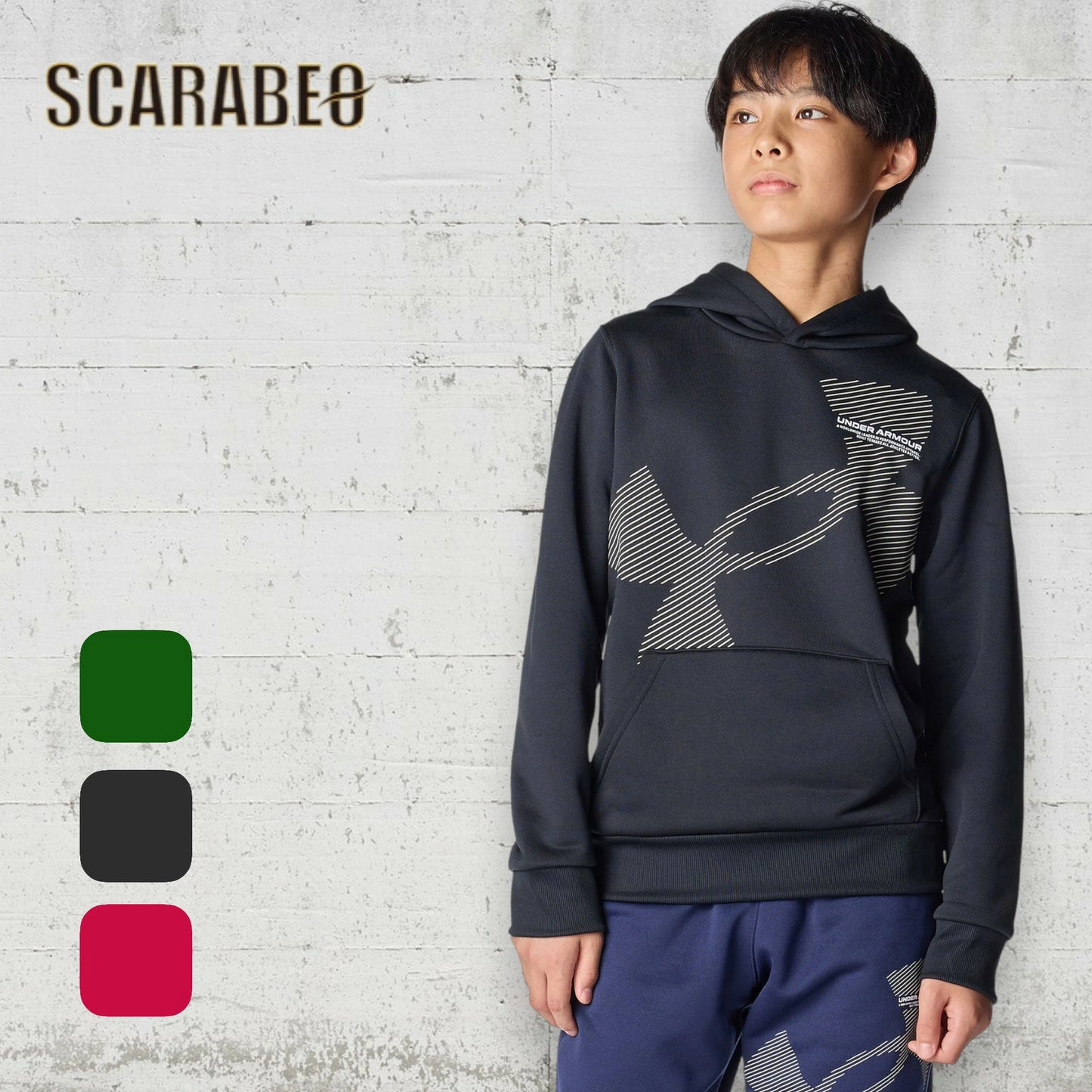 アンダーアーマー (UNDER ARMOUR) キッズ ジュニア テックテリー スーパービッグロゴ フーディー パーカー 6007817 撥水 吸汗速乾 トレーニング スポーツウェア