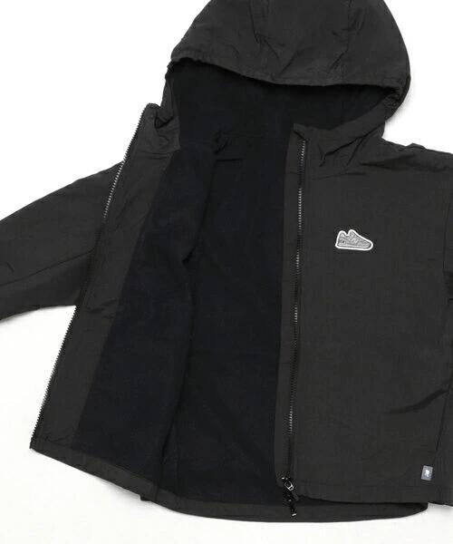 ニューバランス ジュニア ウインドジャケット ABJ55564 キッズ 裏起毛 シューパッチ フード付き アウター NB 子供服 防寒 ブラックセメント new balance 2025秋冬