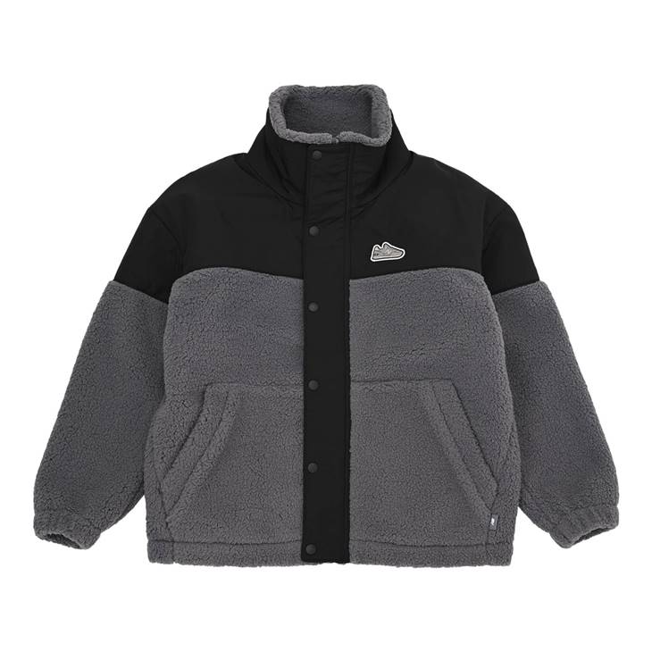 ニューバランス ジュニア ボアジャケット ABJ55566 キッズ 裏地付き シューパッチ フリース アウター NB 子供服 モコモコ 防寒 ブラック new balance 2025秋冬