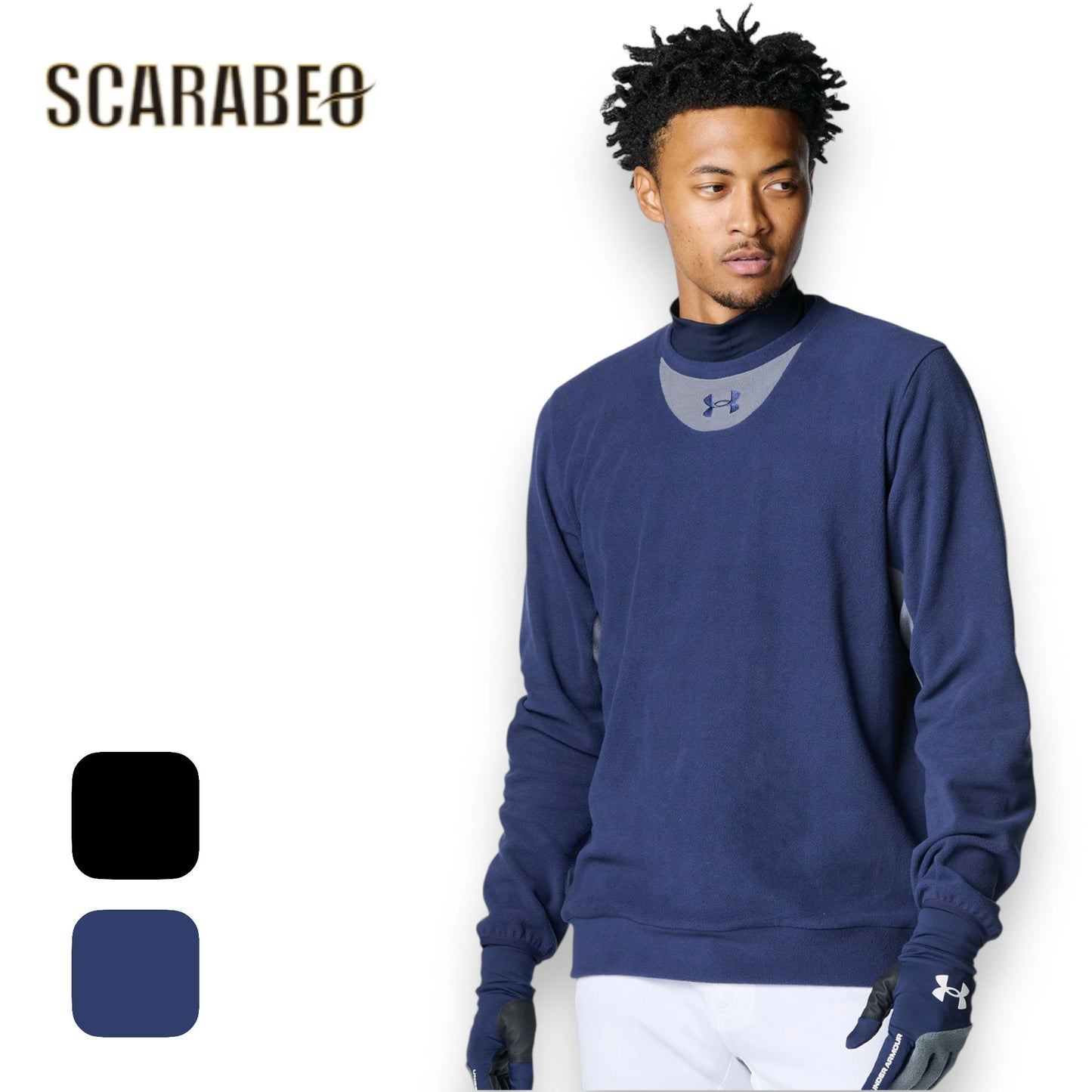 アンダーアーマー UNDER ARMOUR UA マイクロフリース クルー ベースボール メンズ 長袖 トレーナー フリース 6007969 秋冬 保温 ストレッチ ルーズフィット 野球 ブラック ネイビー トレーニングウェア スポーツウェア